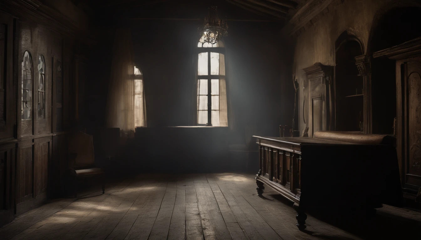 dense, intense cold basement,radiant light peering through,mysterious atmosphere,vintage style,thick mist,creepy shadows,old wooden furniture,cobwebs,ancient portraits,creaking floors,eerie silence,majestic architecture,haunted vibes,isolated feeling,subtle hint of danger,dull color palette,ethereal presence,gothic elements,hauntingly beautiful,rustic charm,cracked walls,twisted staircases,muffled footsteps,mystical aura,whispering echoes,cold breath,hidden secrets,secluded corners,abandoned feeling,slightly eerie,subdued lighting,steeped in history,imposing structure,uncertain feeling,barely visible shapes,exquisite details,vintage candlelight,bone-chilling,lost in time,unearthly quietness,classic beauty,frozen air,intricate carvings.