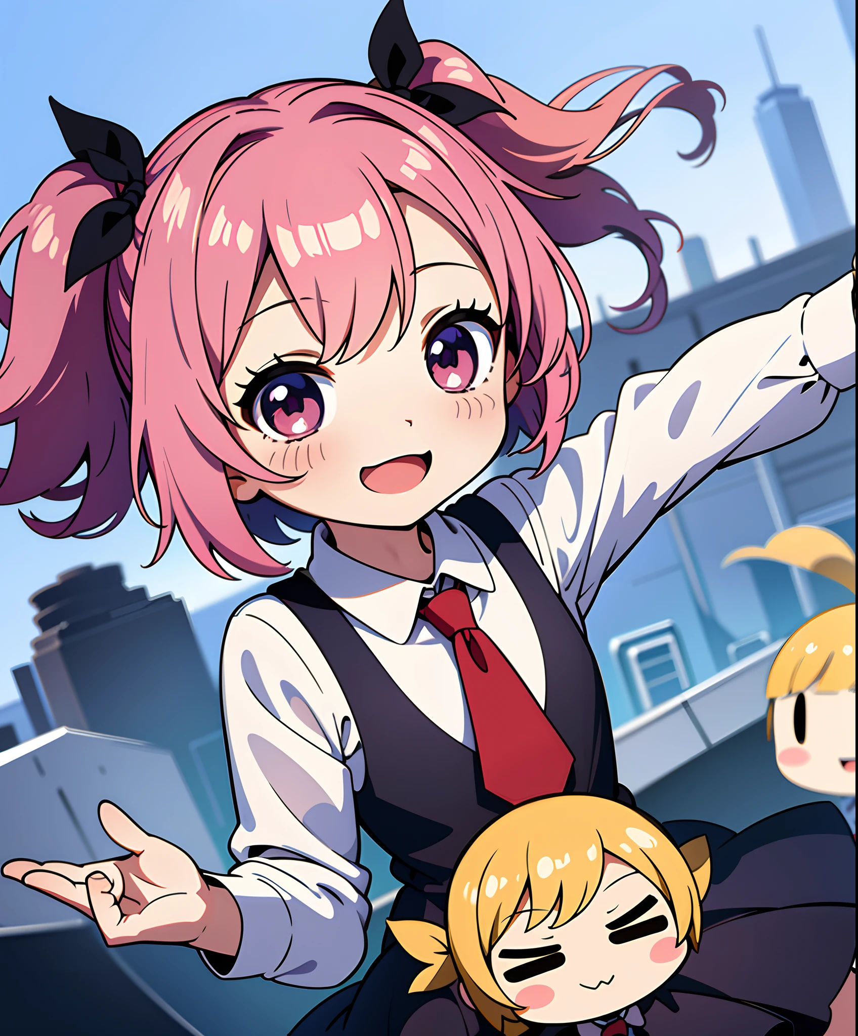 (Masterpiece, Best Quality), (absurderes), (chibi:1.4), Several Little Girls, Smile, one-piece, school uniformss, Dynamic Pose