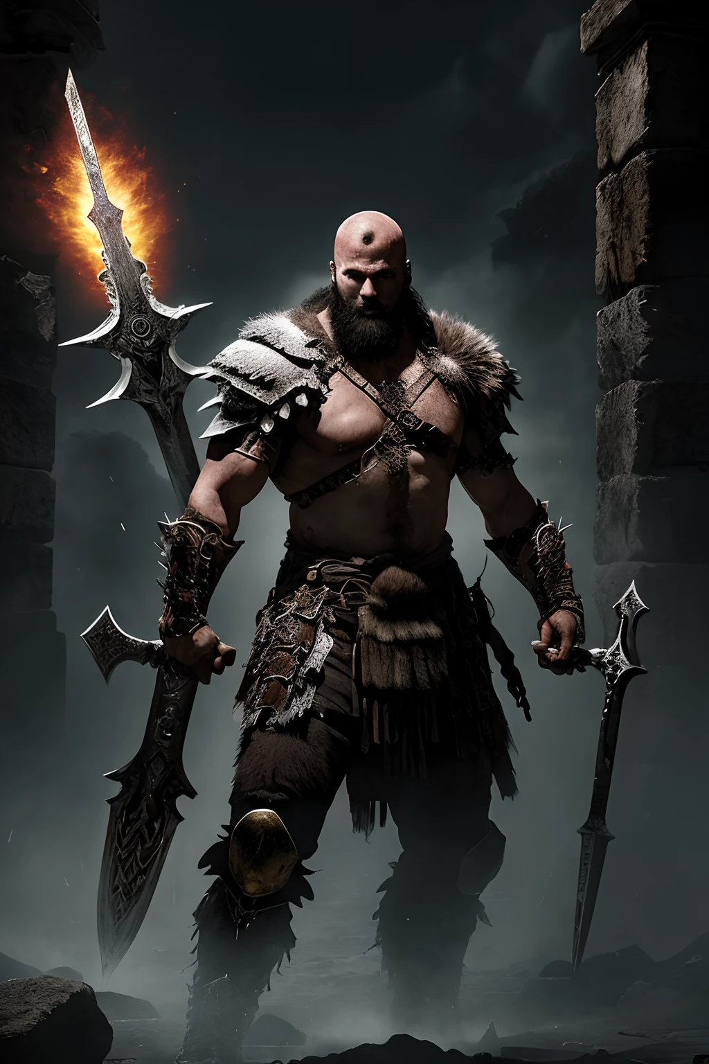 (papel de parede 8k extremamente detalhado), An average photo of a necromancer berserker warrior, intrincado, alto detalhe, Dramatic