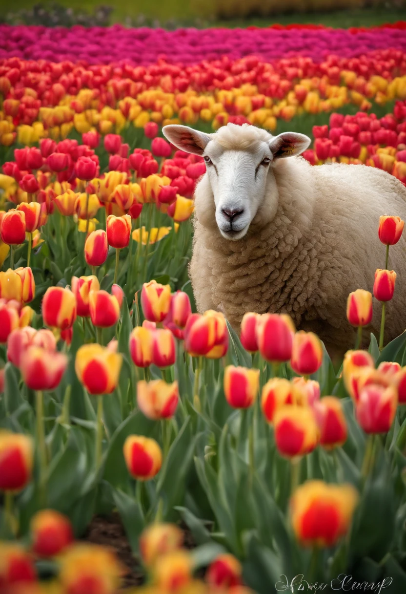 sheep in tulips area