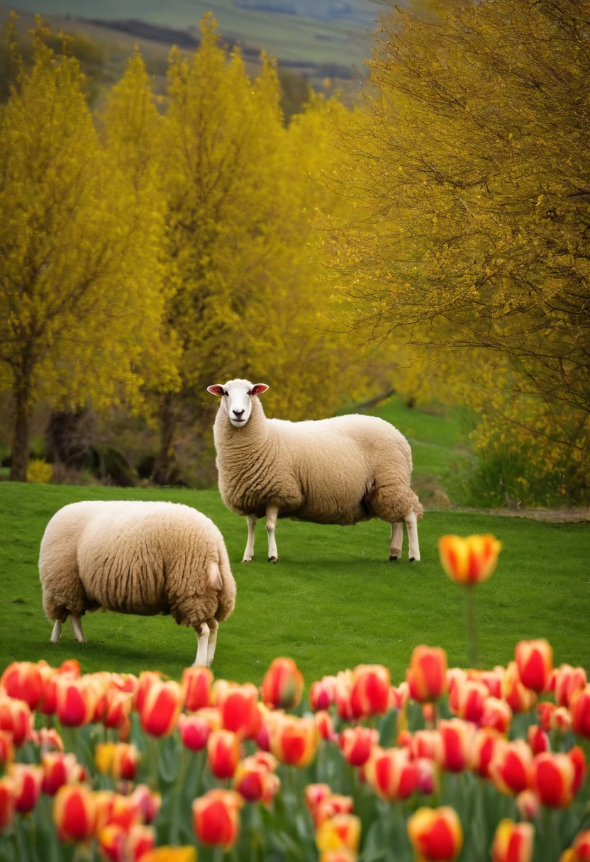 sheep in tulips area