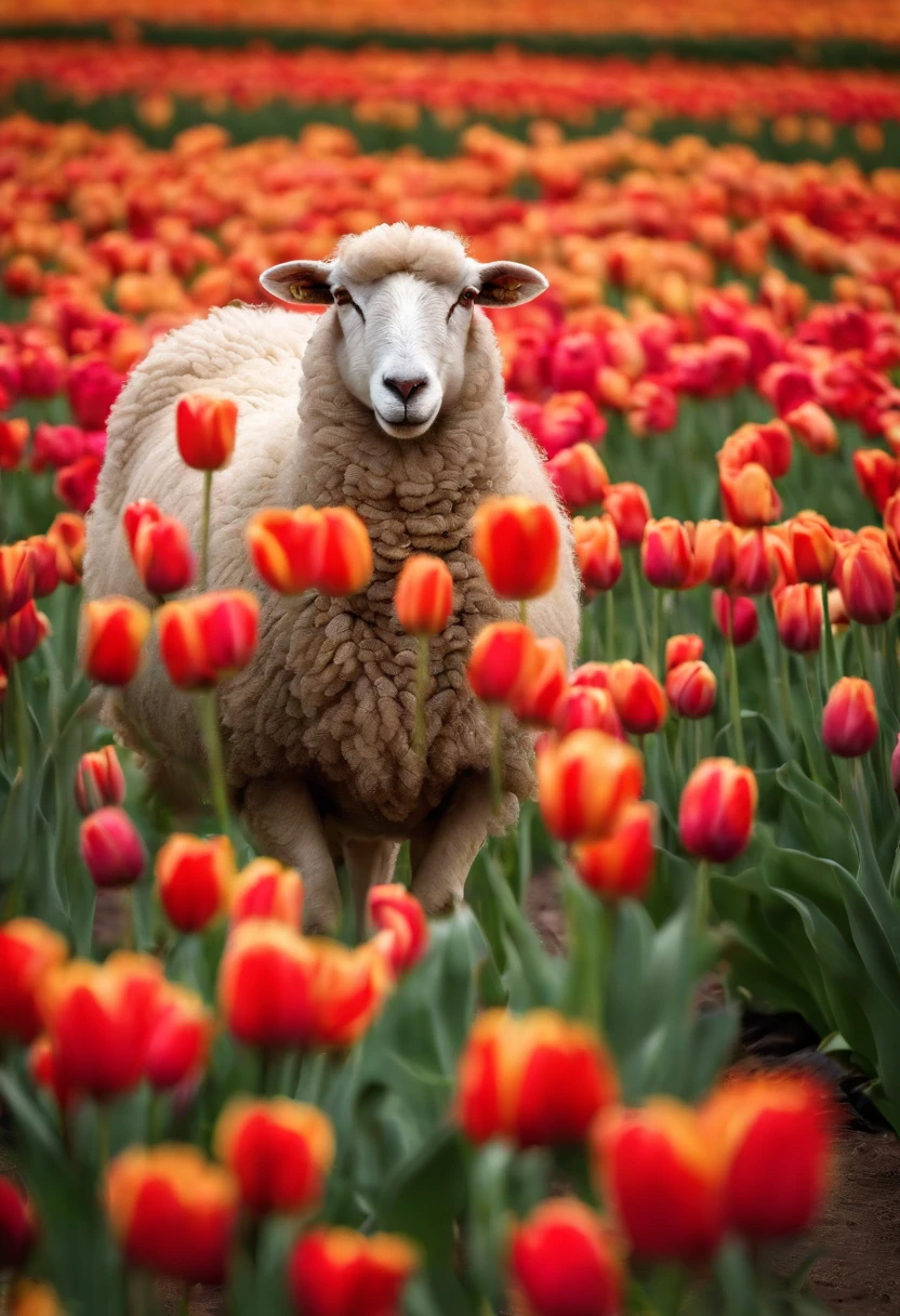 sheep in tulips area