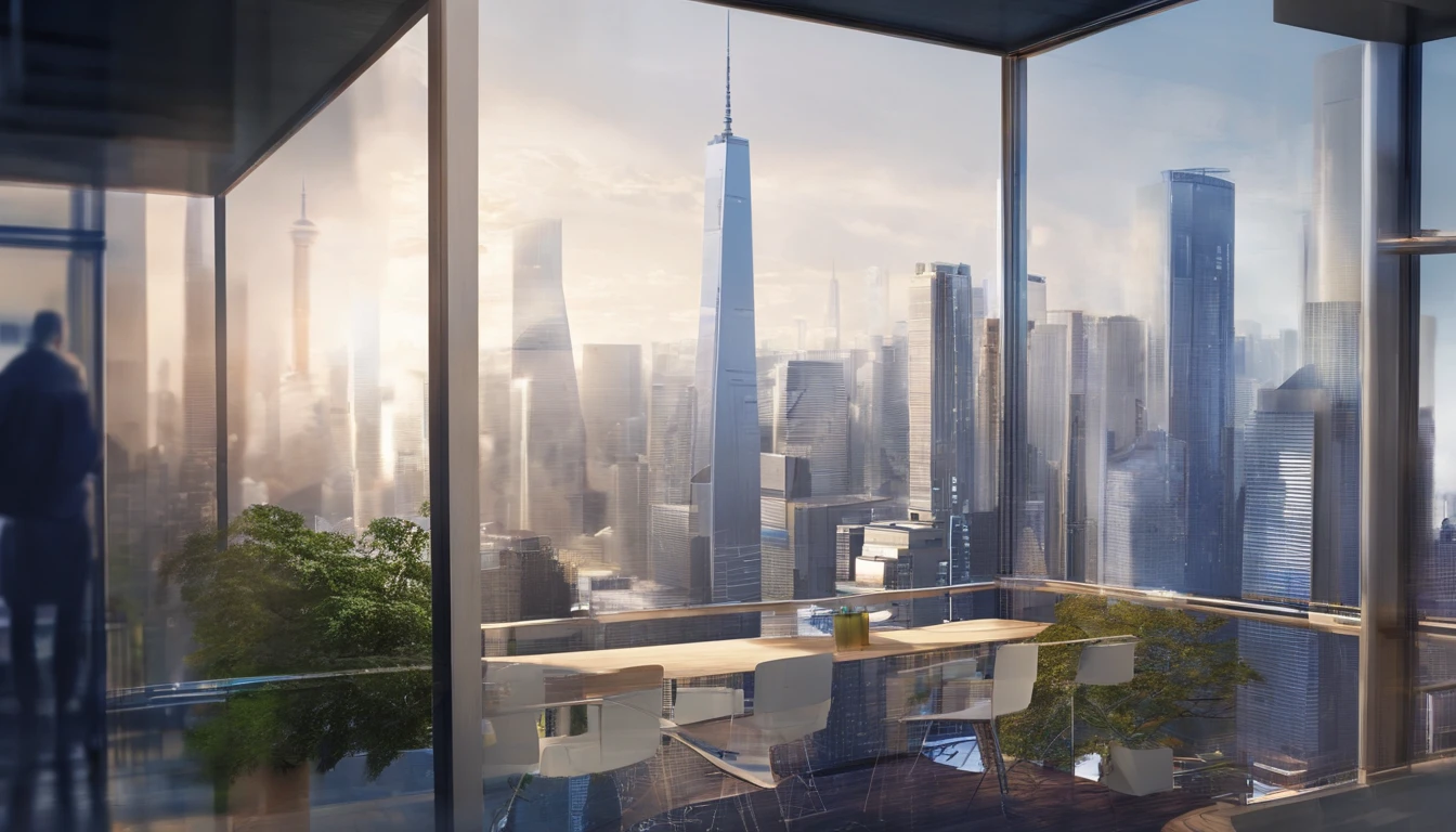 超高分辨率,, The background is blurred out,A bustling city on a suspended three-dimensional ring from the future,A lot of traffic drove to the skyline,In the daytime ,Blue skies,bird's eyes view
