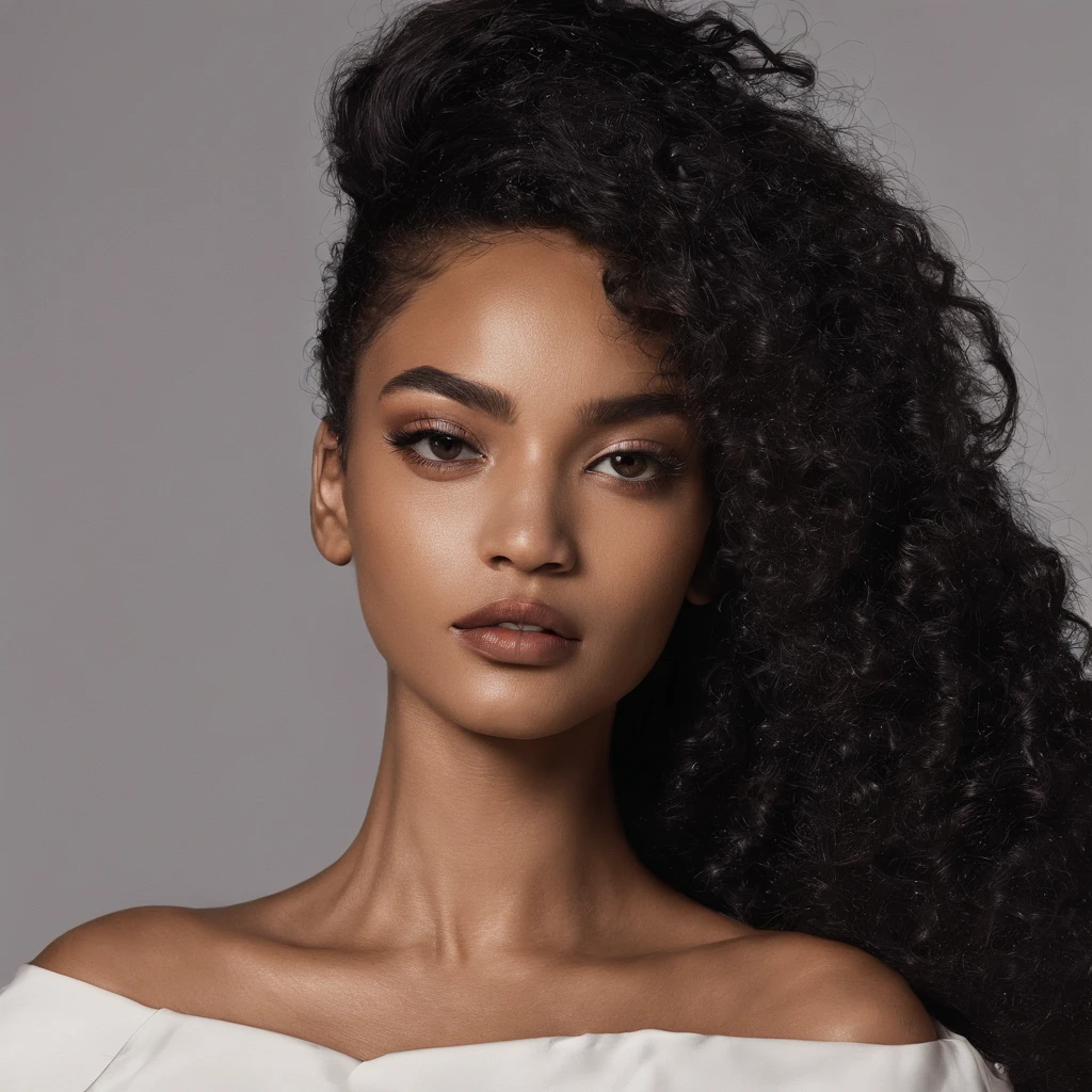 uma jovem mulher negra, cabelo longo loiro, Cabelos ao vento