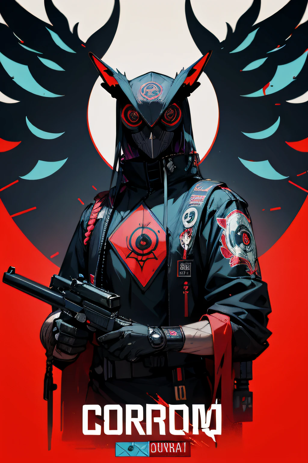 Tema Cyberpunk, Bandeira da gangue da coruja, Cyber Owl, gangster, Okaida Faction