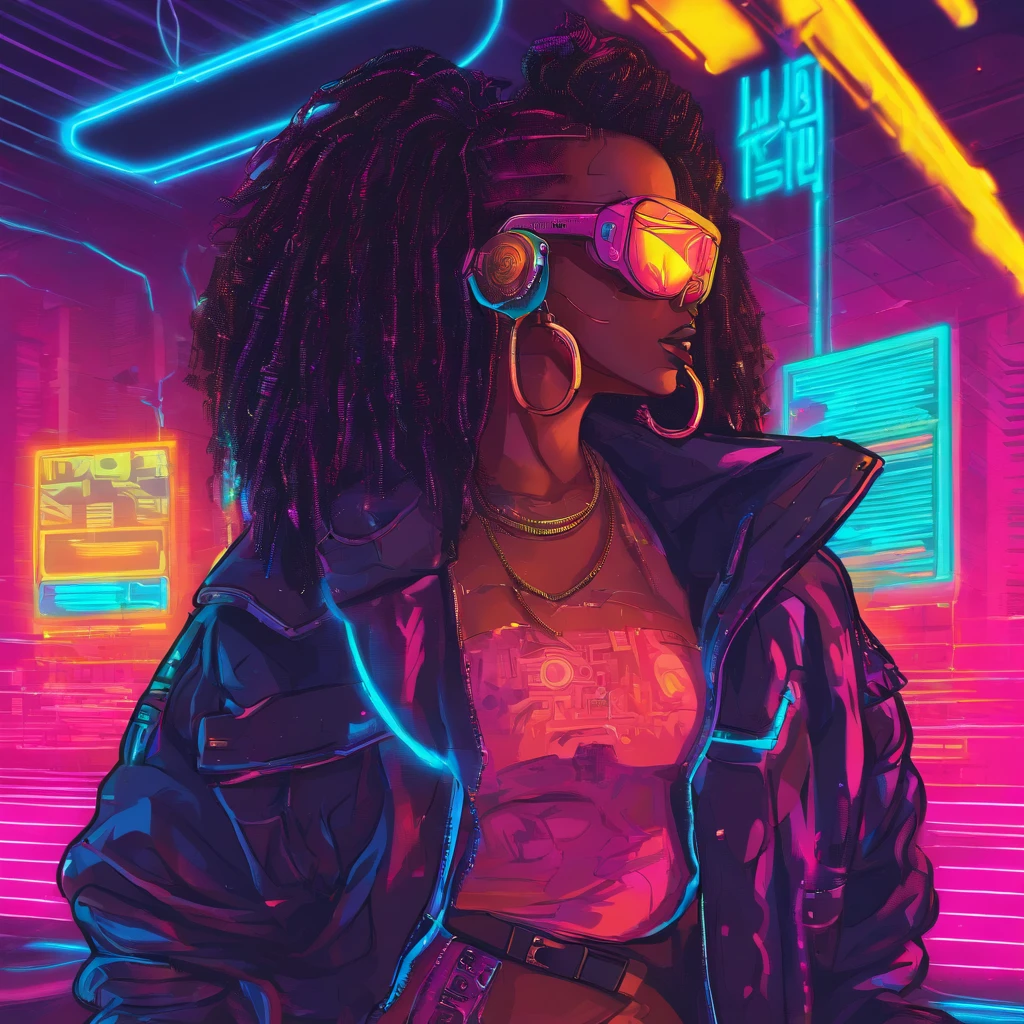 Jovem mulher negra cabelo longo loiro