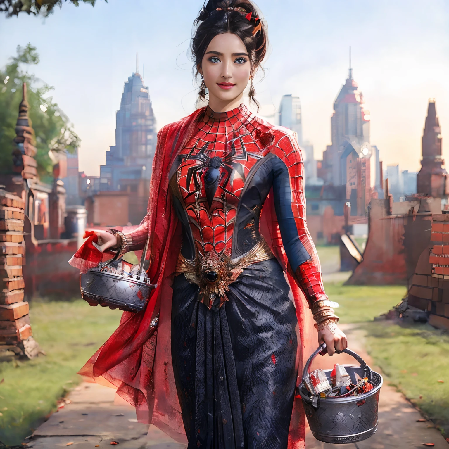 (1girl:1.3), solo, (((extremely detailed face))),(((extremely detailed eyes and face))),beautiful detailed eyes,body-parts__, official art, unified 8k wallpaper, super detailed, beautiful and aesthetic, beautiful, masterpiece, best quality, raw, masterpiece, super fine photo, best quality, super high resolution, photorealistic realism, sunlight, full body portrait, amazing beauty,, dynamic pose, delicate face, vibrant eyes, (from the front), she is wearing a Spider-man suit, red and black color scheme, spider, very detailed abandoned warehouse background, Detailed face, detailed complex busy background, messy, gorgeous, milky white, highly detailed skin, realistic skin details, visible pores, sharp focus, volumetric fog, 8k uhd, DSLR, high quality, film grain, fair skin, photo realism, lomography, huge metropolis in future dystopia, seen from below, translucent