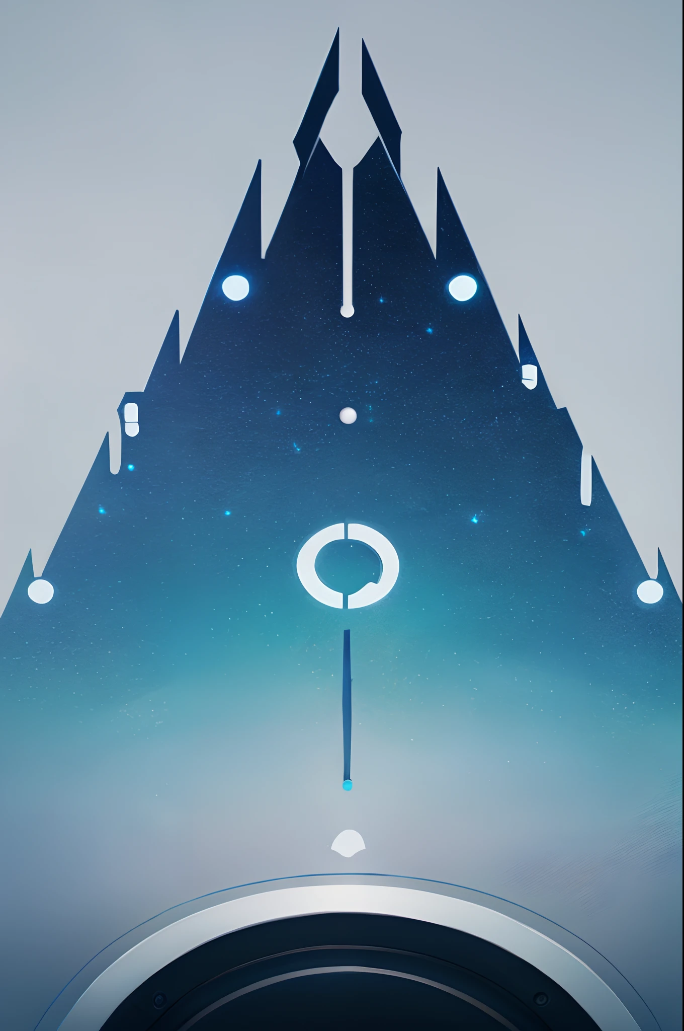 there is a clock on a wall with a mountain in the background, minimalist stylized cover art, inspired by Petros Afshar, galactic temple, inspired by Christopher Balaskas, 2d minimalism, promo art, spire, petros afshar speedart, interplanetary cathedral, game art, art cover, journey thatgamecompany, hq artwork, logo