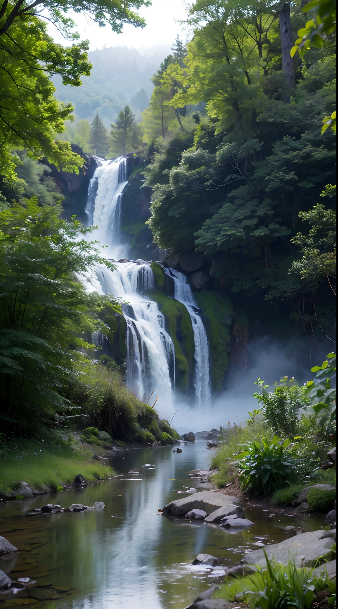 (best quality,4k,8k,highres,masterpiece:1.2),ultra-detailed,(realistic,photorealistic,photo-realistic:1.37),Alps on a rainy day,rainy mountain scenery,overcast sky,foamy clouds,misty atmosphere,wet rocks,green vegetation,flowing streams,cascading waterfalls,dense fog,ethereal ambiance,mysterious shadows,soft natural lighting,colorful umbrellas,hiking path leading into the distance,isolated cabin in the woods,natural tranquility,serene and calm mood,faint sound of raindrops,cool and refreshing air,reflective puddles on the ground,dramatic and moody composition,peaceful and secluded environment,hint of melancholy,subtle splashes of color in the landscape,fresh and vibrant colors,foggy peaks in the background,deep sense of depth and perspective.