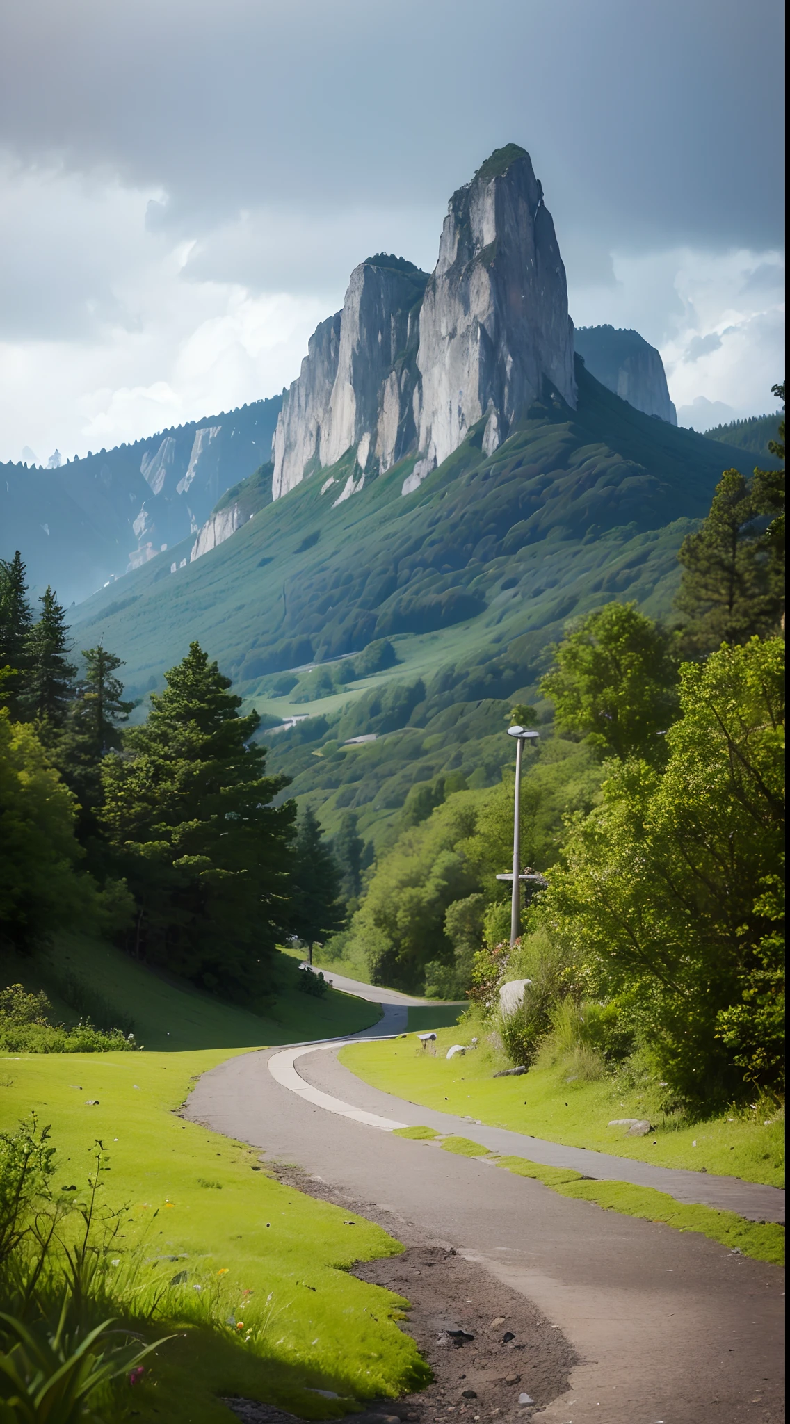 (best quality,4k,8k,highres,masterpiece:1.2),ultra-detailed,(realistic,photorealistic,photo-realistic:1.37),Alps on a rainy day,rainy mountain scenery,overcast sky,foamy clouds,misty atmosphere,wet rocks,green vegetation,flowing streams,cascading waterfalls,dense fog,ethereal ambiance,mysterious shadows,soft natural lighting,colorful umbrellas,hiking path leading into the distance,isolated cabin in the woods,natural tranquility,serene and calm mood,faint sound of raindrops,cool and refreshing air,reflective puddles on the ground,dramatic and moody composition,peaceful and secluded environment,hint of melancholy,subtle splashes of color in the landscape,fresh and vibrant colors,foggy peaks in the background,deep sense of depth and perspective.