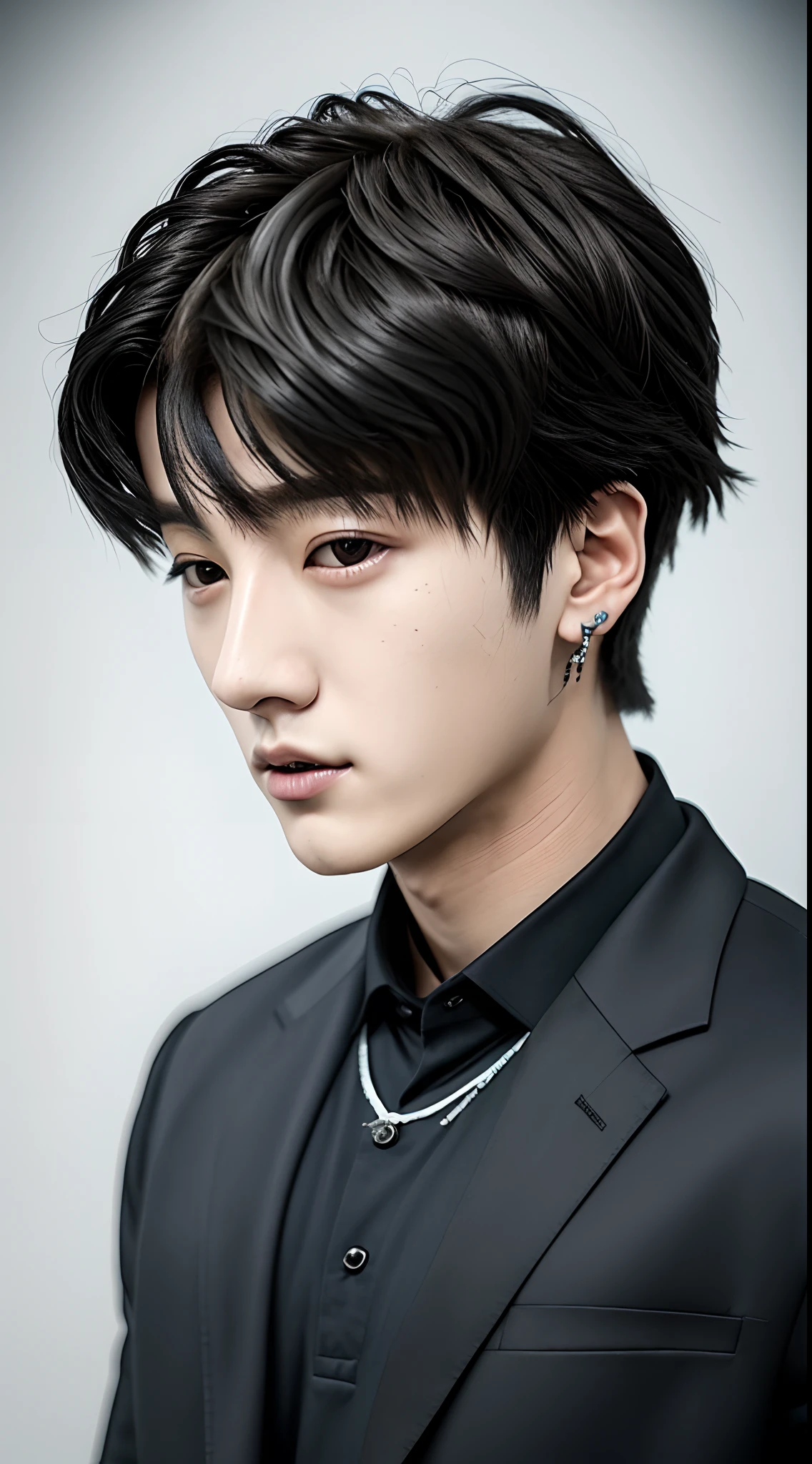 Jungkook do bts de cabelo longo preto REALISTAS