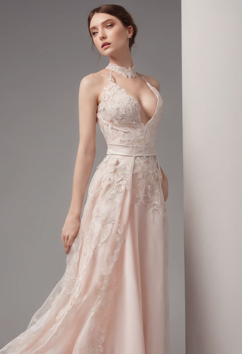 Ultra detail, high resolution, Ultra detailed, Best quality, Amazing, Top quality,Unified 8K wallpapers, Cinematic lighting, (fully body photo:1.6),(Tender mold),A noble and elegant evening dress