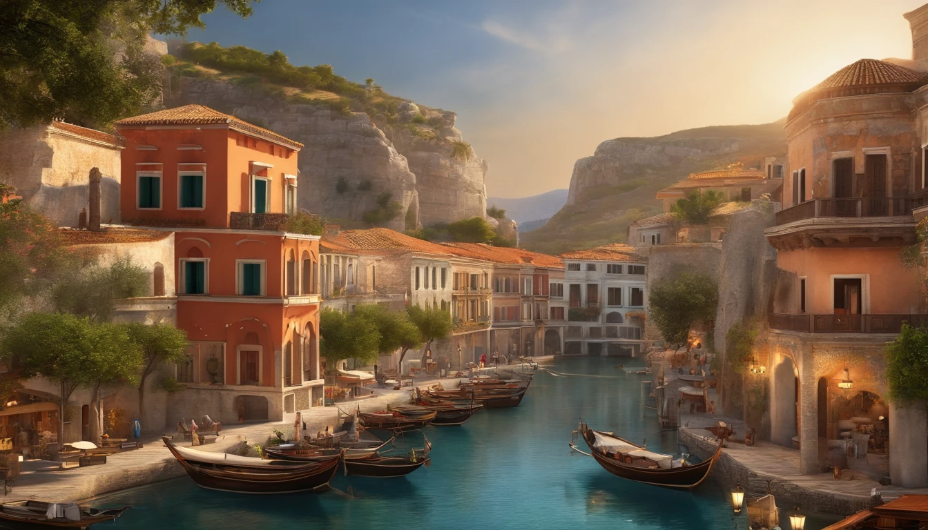 (best quality,4k,8k,highres,masterpiece:1.2),ultra-detailed,(realistic,photorealistic,photo-realistic:1.37), portraits,historical, vivid colors, HDR, ancient Corinth, port city, bustling streets, busy marketplace, majestic temples, charming houses, magnificent port, crowded docks, vibrant trade, diverse cultures, architectural wonders, intricate carvings, bustling harbor, exotic merchandise, lively conversations, animated gestures, lively music, mouth-watering food, colorful fabrics, bustling workshops, carved statues, ancient ruins, coastal breeze, warm sunlight, shimmering waves, sounds of seagulls, busy fishermen, everyday life, energetic children, artisan craftsmanship, traditional costumes, unique traditions, festive celebrations, storytelling elders, joyful laughter, charming courtyards, decorative mosaics, splendid frescoes, vibrant gardens, aromatic flowers, fragrant herbs, vibrant nightlife, flickering lanterns.