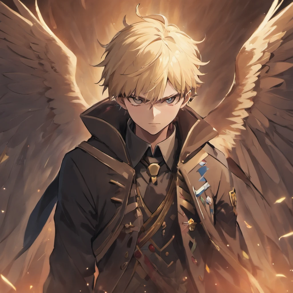 Ferocious bald eagle-headed man,The upper body is a bald eagle,The lower body is human,anteo,black suit
