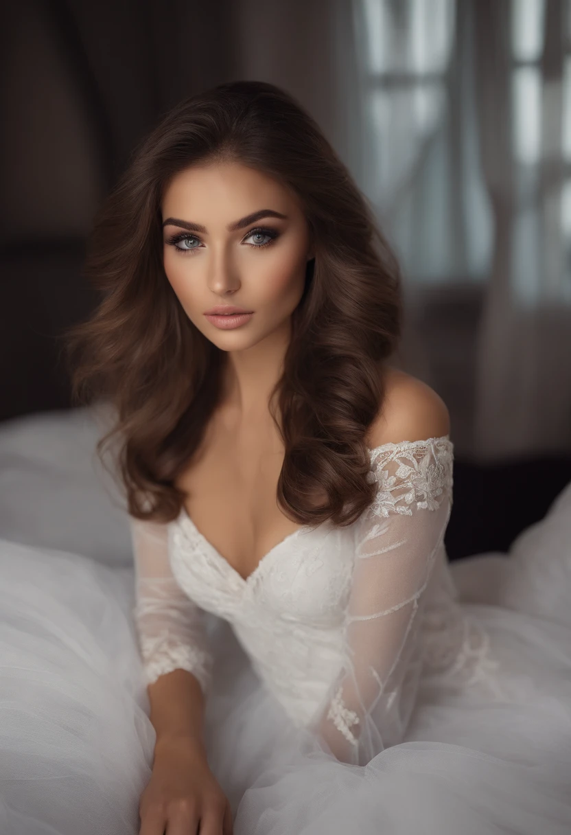Femme Arafed complètement , fille sexy aux yeux bruns, ultra réaliste, Méticuleusement détaillé, Portrait Sophie Mudd, cheveux bruns et grands yeux, Selfie d’une jeune femme, Dubai Eyes, Violet Myers, sans maquillage, maquillage naturel, Regarder directement la caméra, Visage avec Artgram, Maquillage subtil, Superbe photo du corps entier, debout dans la chambre, Buste de taille moyenne à grande, Voir à travers les sous-vêtements en dentelle