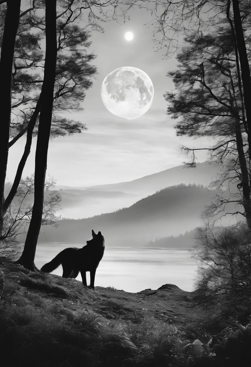 Cores: Fundo noturno, com tonalidades de azul escuro e preto, representing the mystical atmosphere and setting of the story during the nights of Lone Wolf.

Silhuetas:

No centro, as silhuetas de Elena e Ethan, lado a lado, hand in, olhando para o horizonte, showcasing their unity and determination to face fate.
A lua cheia brilhante, acima deles, Highlighting the Importance of Lunar Cycles in the Lives of Werewolves.
Magical Elements:

Vinhas e folhagem ao redor das bordas, representando o bosque antigo e as bruxas que previram a profecia.
Subtle Mystical Symbols, entwined in the vegetation, simbolizando o poder oculto e a magia que permeia o universo dos lobisomens.
Fontes:

The title, "Entre Dois Mundos: Pacto de Sangue", em letras cursivas elegantes e escuras, Enhancing the duality of the plot.
O nome do autor em uma fonte mais simples e discreta, Allowing the title to be the focal point.
Atmosfera Geral:

The cover should convey a sense of anticipation and promise, reflecting the epic journey the characters will embark on.