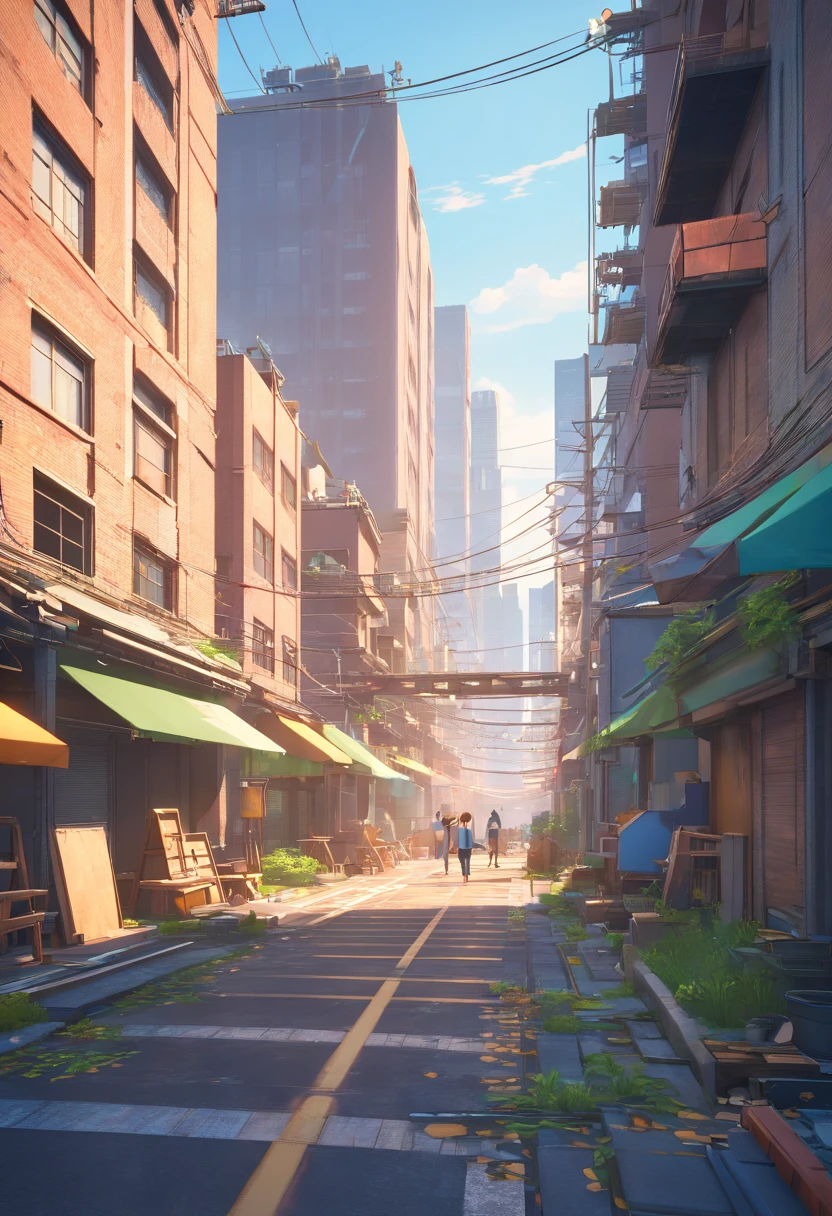 There are photos of construction sites,There are construction cranes, Criado em Unreal Engine 5, Feito em Unreal Engine 5, Destroyed city in the background, renderizar no Unreal Engine 5, Unreal Engine 5 Arte Digital, ambiente hiper-realista, paisagem urbana arruinada ao ar livre, Renderizador Unreal Engine 5, ambiente unreal engine 5, motor empoeirado unreal, Destruindo uma paisagem urbana