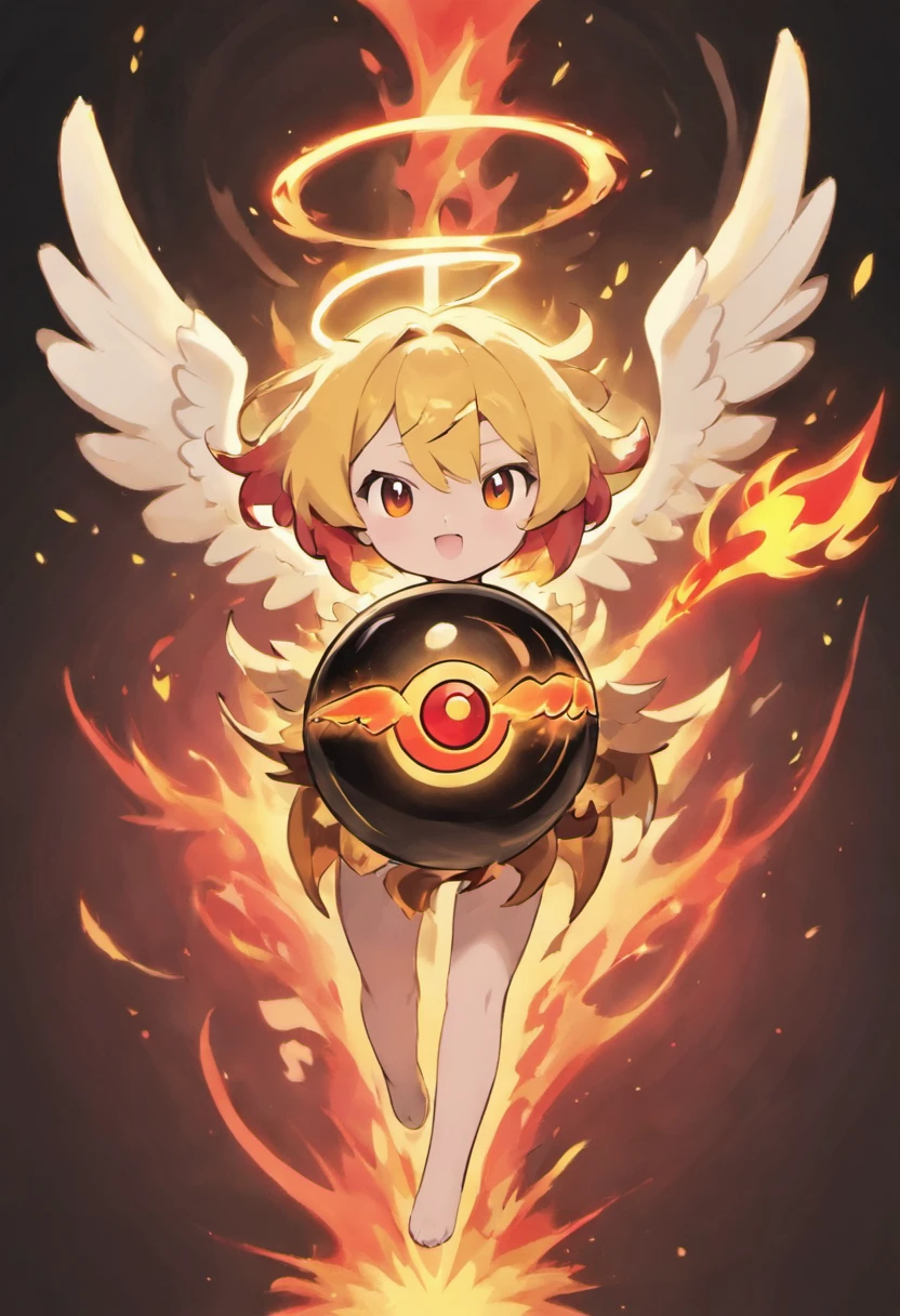 1 Ghost Stone, (Angel wings, angelic halo),The body of a thunderbolt ball,Golden eyes,( Wrapped in black-red flames)