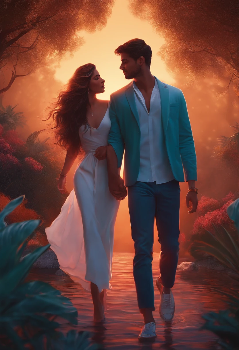 um casal jovem discotindo, chorando , illustration, Imagem 4k, Qualidade HD, .png