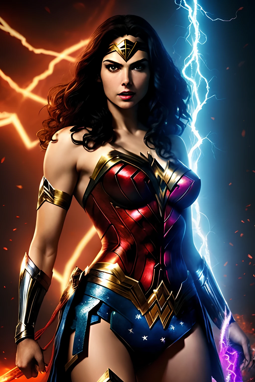 (papel de parede 8k extremamente detalhado), An average photo of Wonder Woman's corrupted necromancer, intrincado, alto detalhe, Dramatic