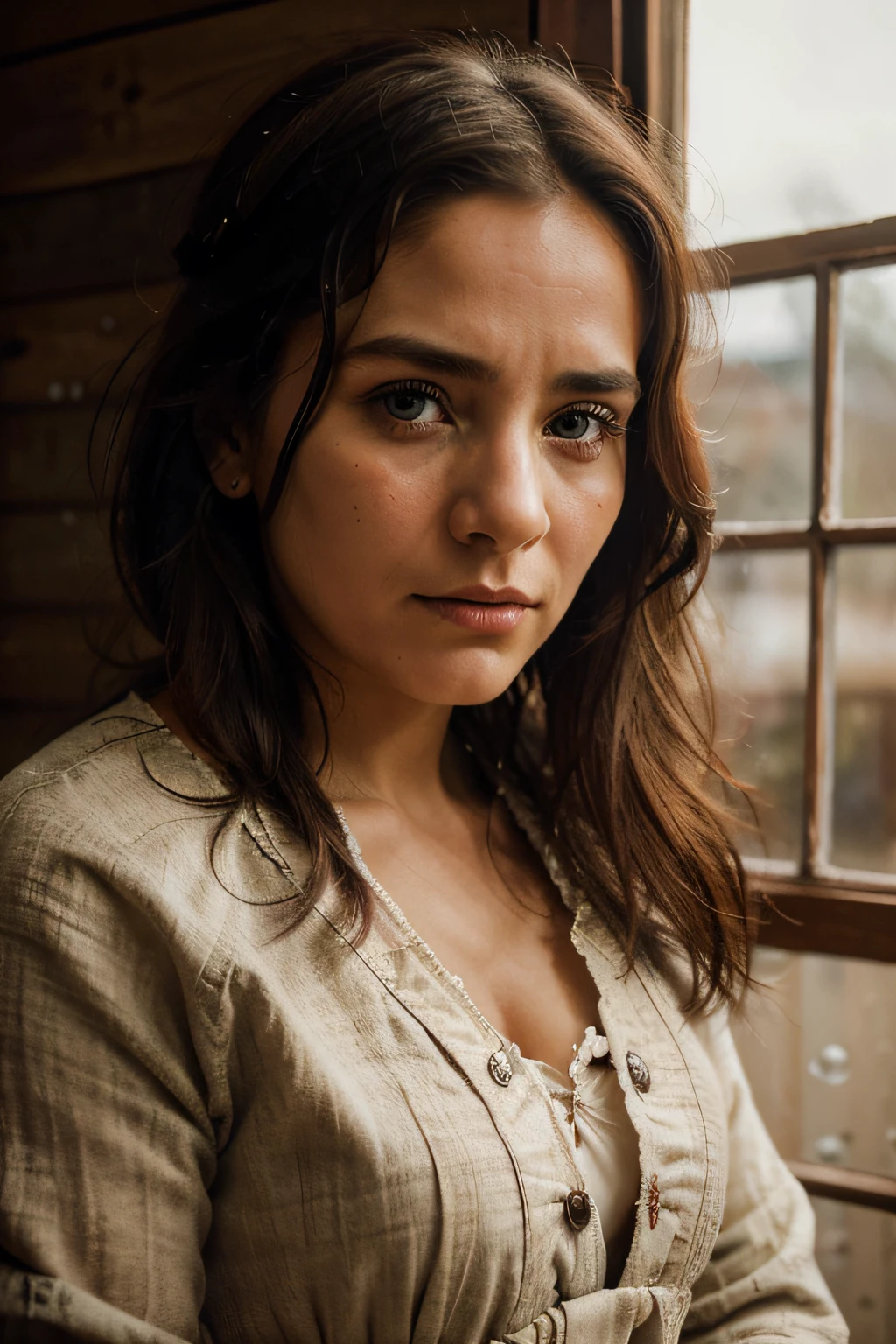 The image depicts an scotian woman, her face filled with sorrow, dressed in traditional attire. The photograph captures her vulnerability and raw emotion. Her clothing is beautifully adorned, reflecting the rich cultural heritage she embodies. The composition and lighting of the image highlight the contrast between her weathered features and the vibrancy of her dress. Despite her sadness, her eyes draw you in, leaving a lasting impact on the viewer. This stunning photograph is a testament to the impeccable skill of the artist, who portrays the woman with utmost respect and dignity.