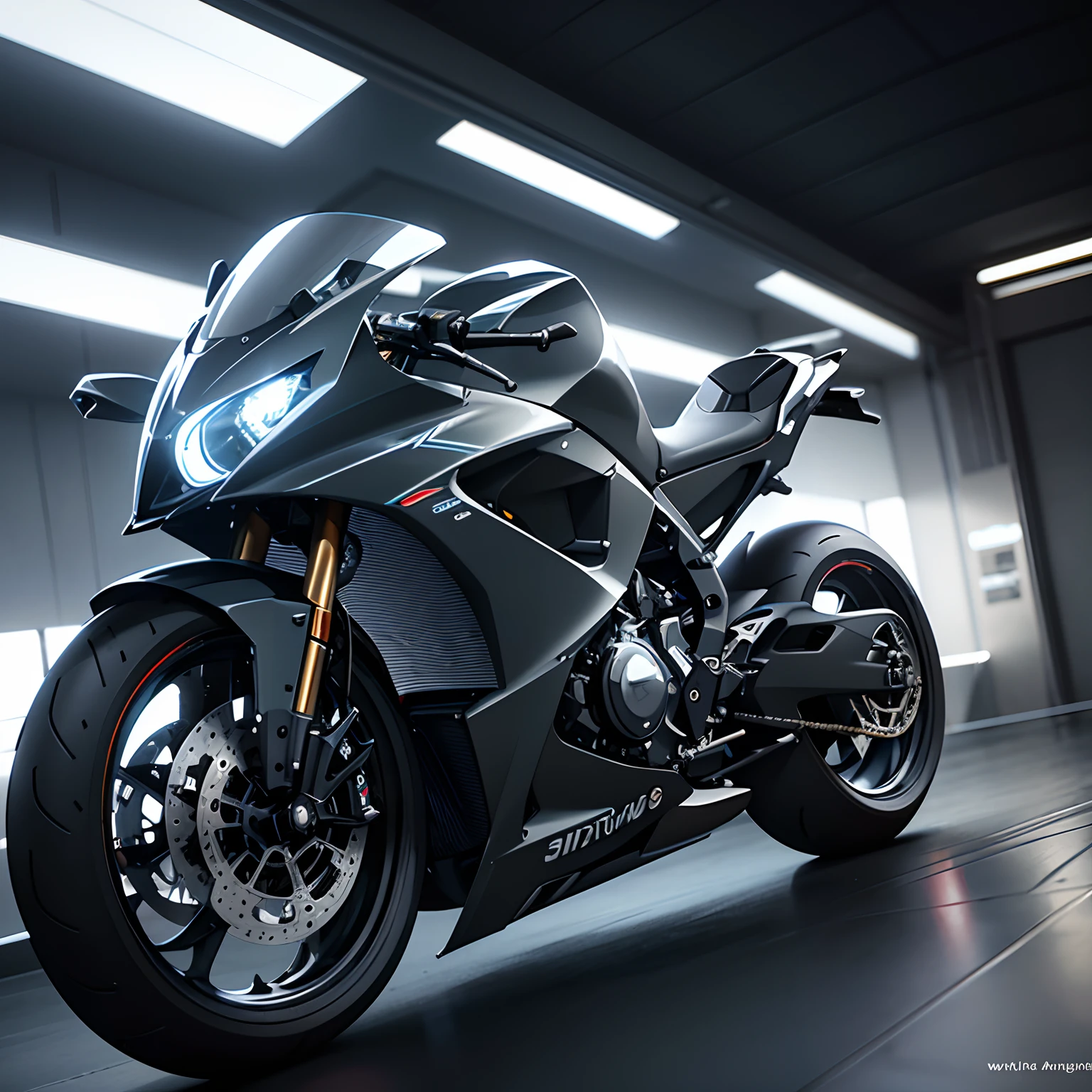 finest image, (8k, RAW photo, realistic), a streamlined motorcycle of the future, crafted with chrome-plated mirror-finish iridescent metal parts and faceted cut and round brilliant cut iridescent jewelry parts, blurry background black iridescent light particles, fine water droplets, detailed and delicate depiction, professional lighting, 3d render digital art