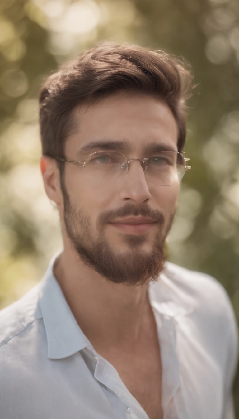 ( 8k, premiados, best quality), High definition, Super Detalhe, alto detalhamento, anatomicamente correto, Perfect illustration, homem branco, 32 anos, Six feet, em breve, sun glasses, barba marrom gariem brevei, musculoso, gordura, Rindo