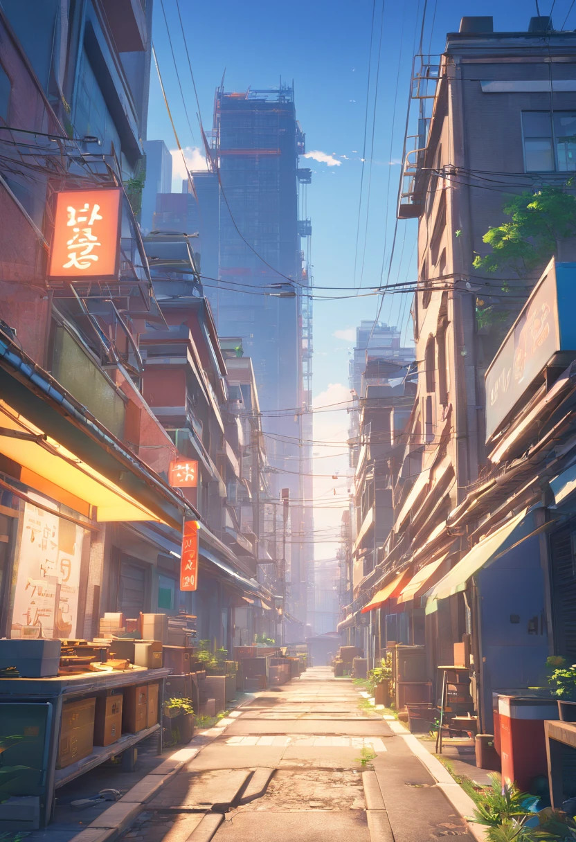 There are photos of construction sites,There are construction cranes, Criado em Unreal Engine 5, Feito em Unreal Engine 5, Destroyed city in the background, renderizar no Unreal Engine 5, Unreal Engine 5 Arte Digital, ambiente hiper-realista, paisagem urbana arruinada ao ar livre, Renderizador Unreal Engine 5, ambiente unreal engine 5, motor empoeirado unreal, Destruindo uma paisagem urbana