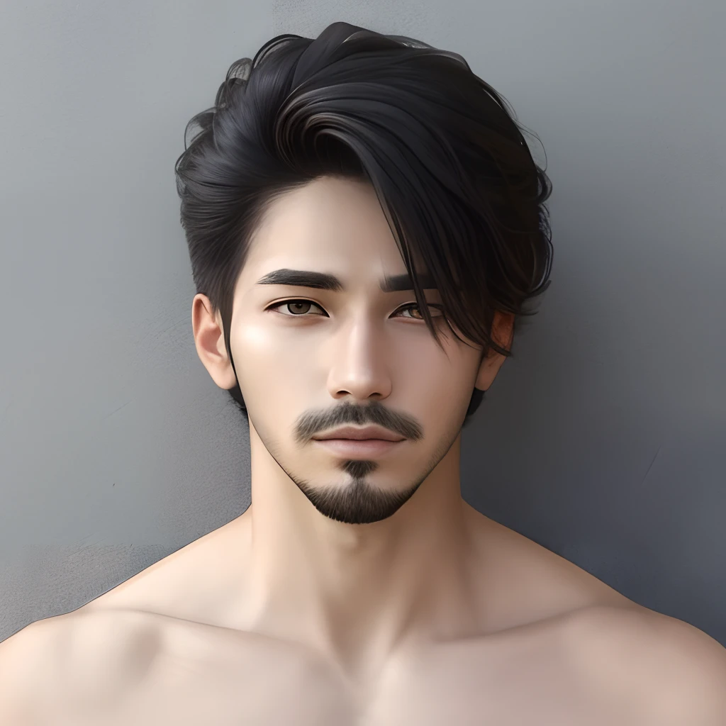 Cabello rubio ondulado, ojos grises, hombre, alto, coreano, desnudo, Tae, reservado