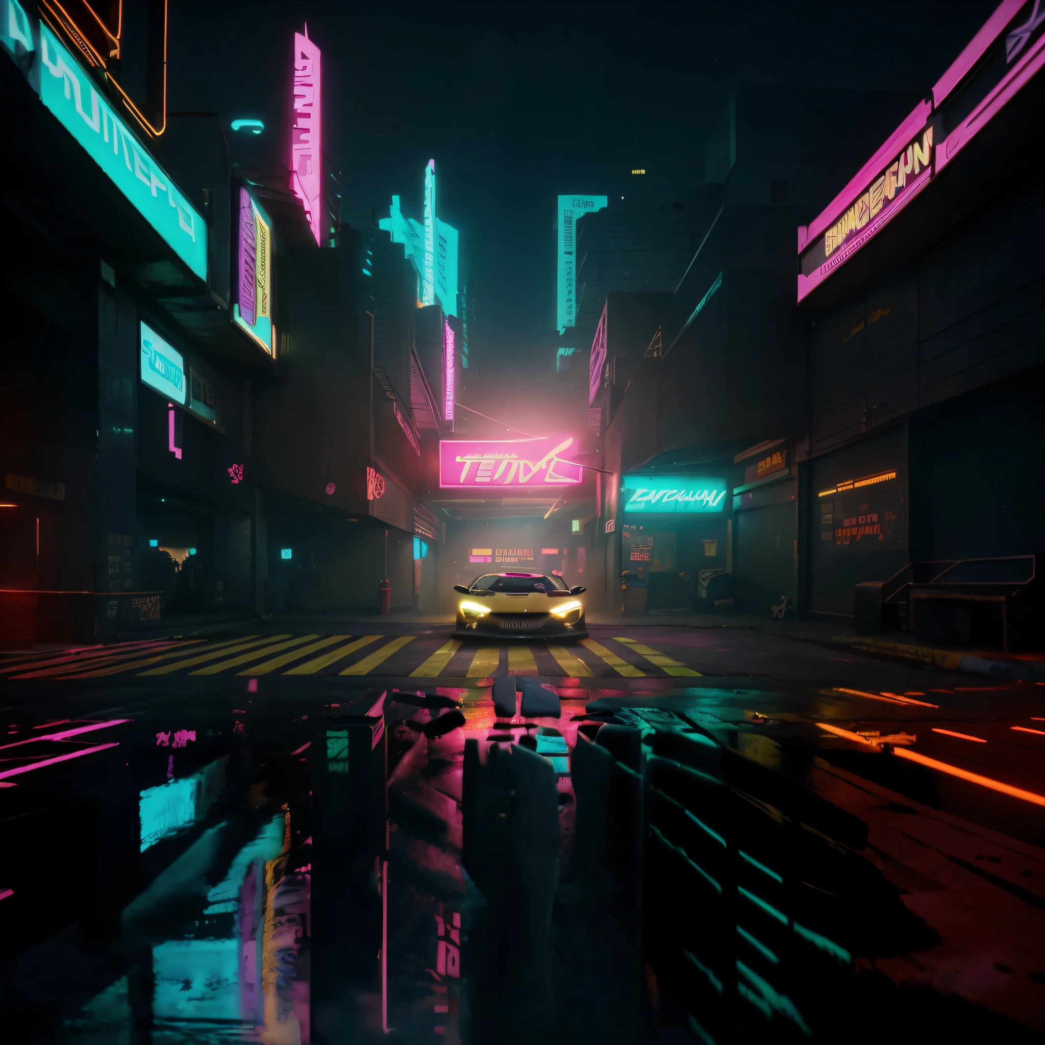 neon synthwave cyberpunk sunshine lamborghinis