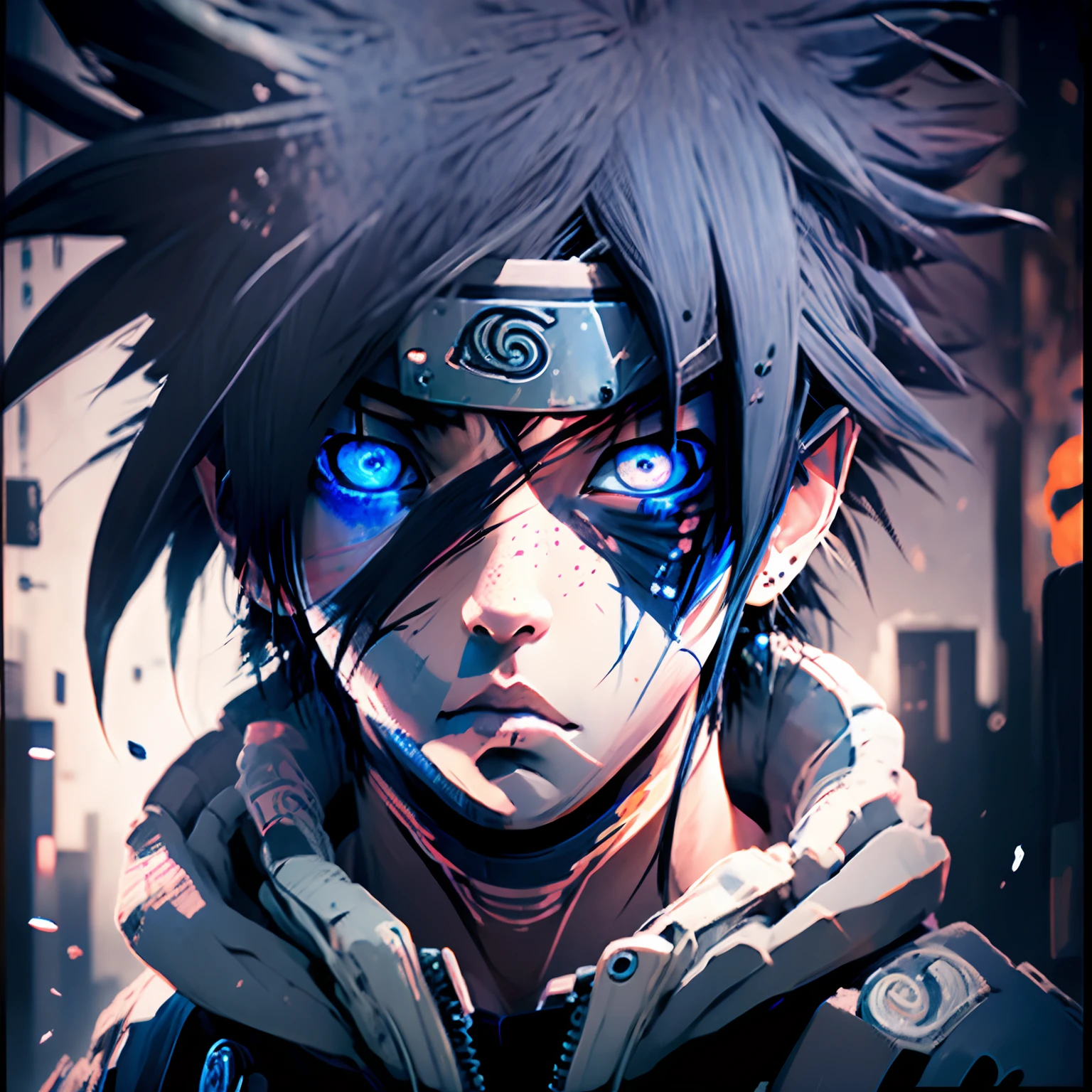 Naruto Uchiha in the hood, Black hair, blue eyes