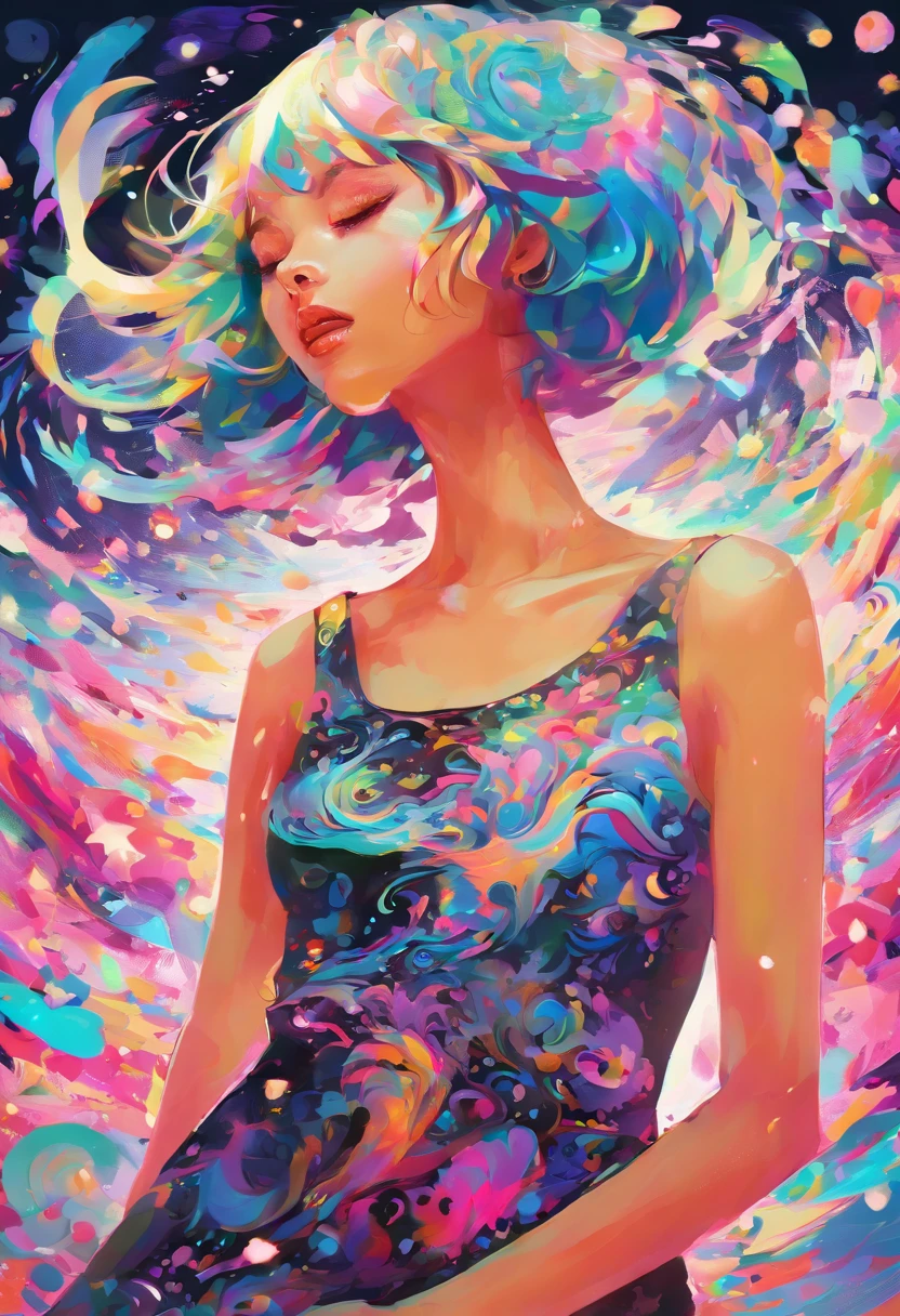 ((top-quality, 8K)), (Realistic), (Face Focus: 1.1), (white and black: 1.3), Kawaii Girl, short-hair,
Hair fluttering in the wind, Facing to the side, Look up at your face, Eyes closed, (Sleeveless: 1.1)、Skirt, D Cup Breasts,
