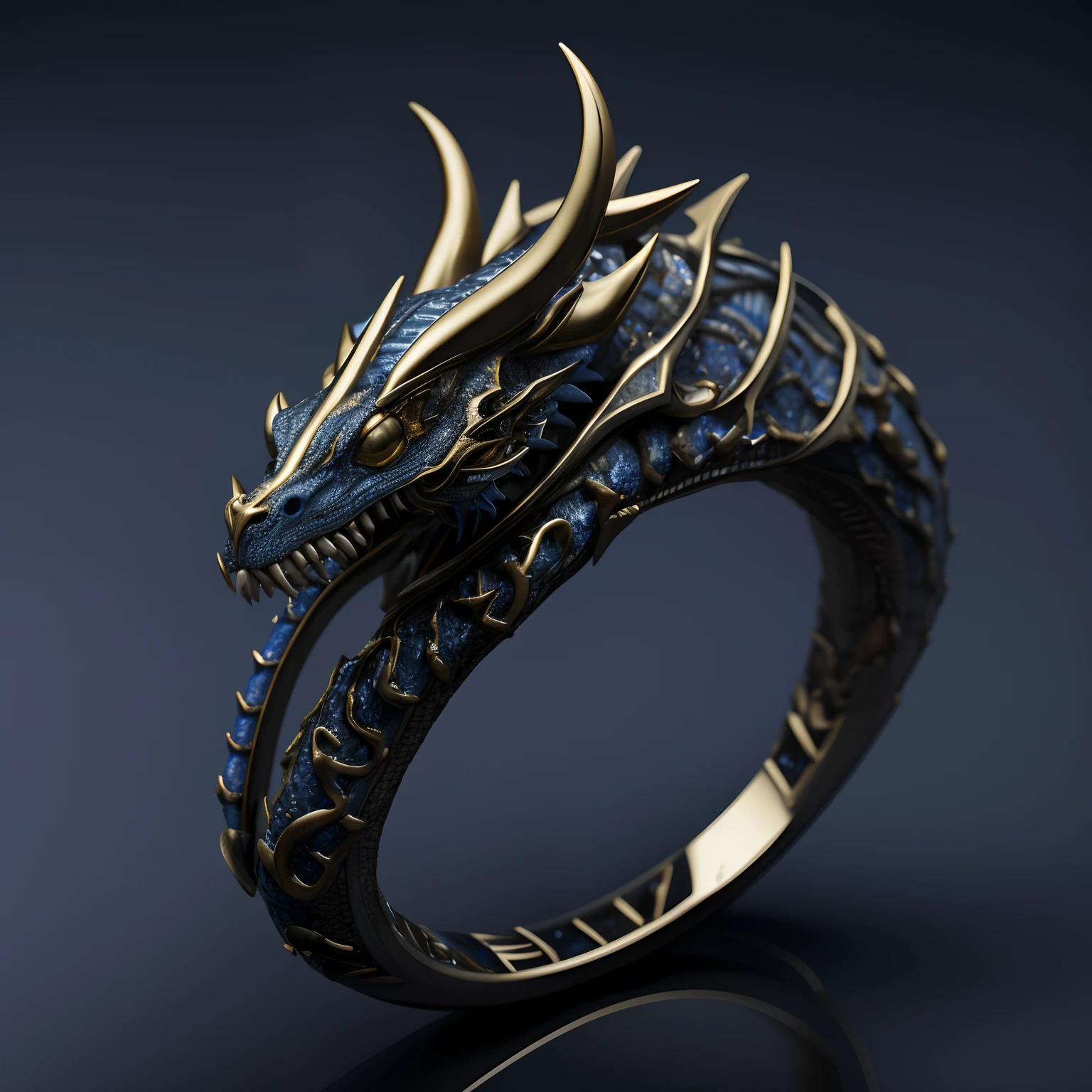 Close-up of a ring with a dragon's head, rendered in keyshot, Carved from sapphire stone, Сверхдетализированная 16K, Jewelry Design, Вдохновленный Elden Ring, Hyper-realistic detailed render, Hyper detailed and realistic, Detailed decorations, blue dragon, higly detailed, 8k octae render photo, Высокодетализированная текстурированная 8K, Высокодетализированная текстурированная 8K