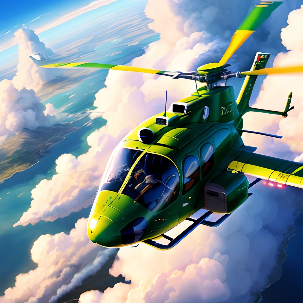 Anime up in the clouds helicopter scene