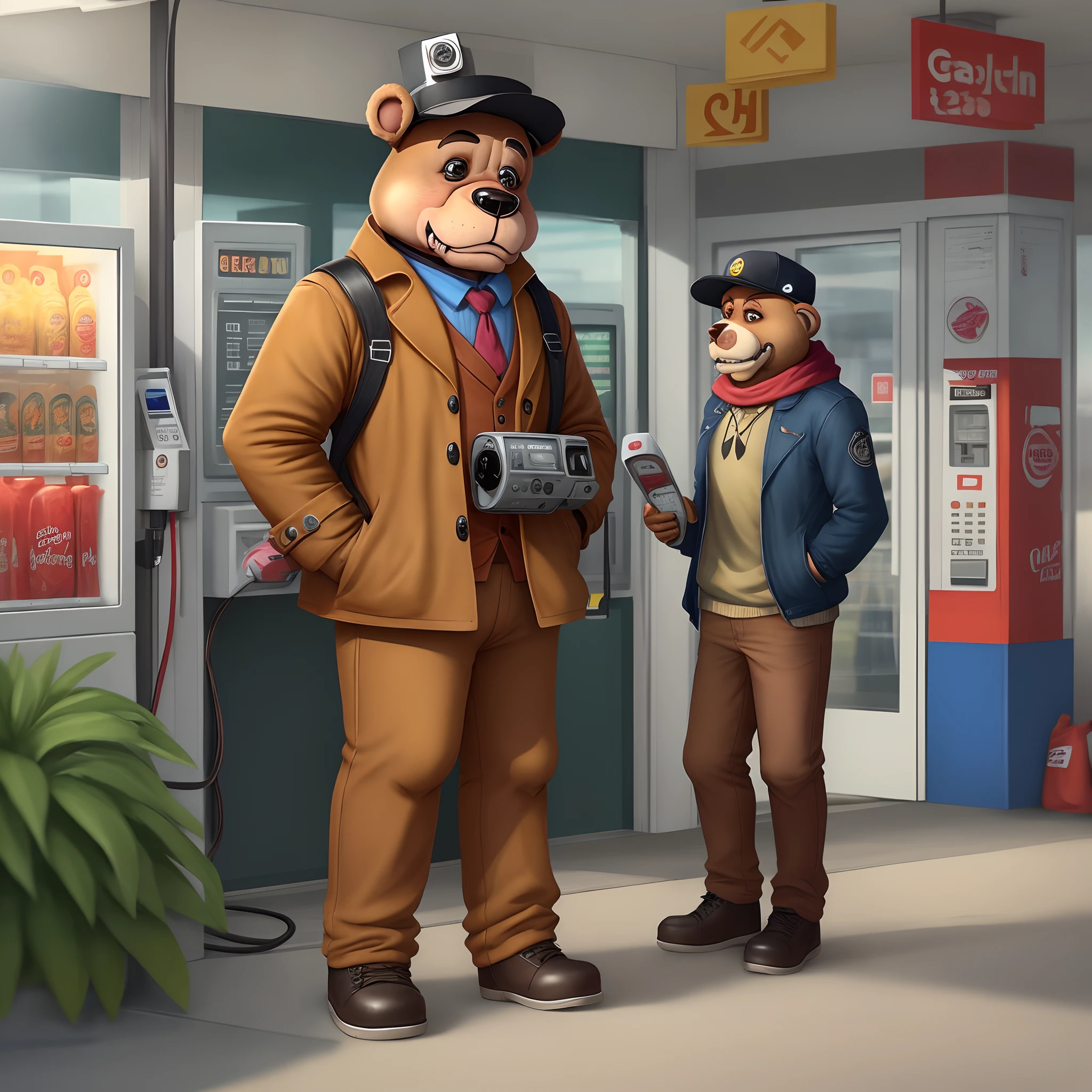 CCTV footage of freddy Fazbear in a gas station