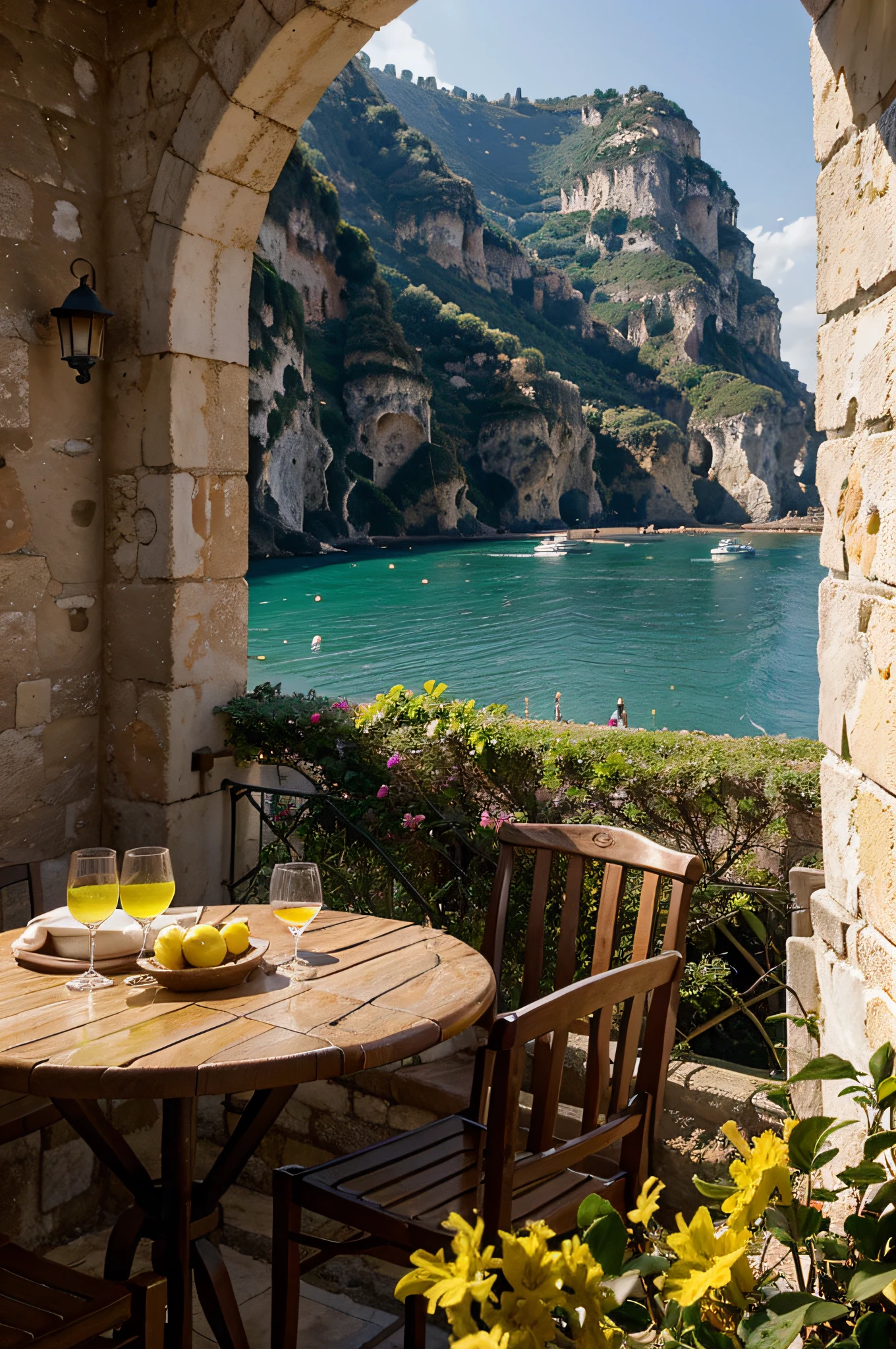 Ao longo do caminho, You can spot cozy restaurants, where cliffside tables offer stunning views and the opportunity to taste delicious Italian cuisine, com pratos de frutos do mar frescos, massas artesanais e limoncello, The region's famous lemon liqueur.
As the afternoon progresses, the sunset on the Amalfi Coast is truly magical. O sol mergulha lentamente no mar, Painting the sky with shades of pink, laranja e dourado, creating a spectacle of colors that reflects on the tranquil waters.