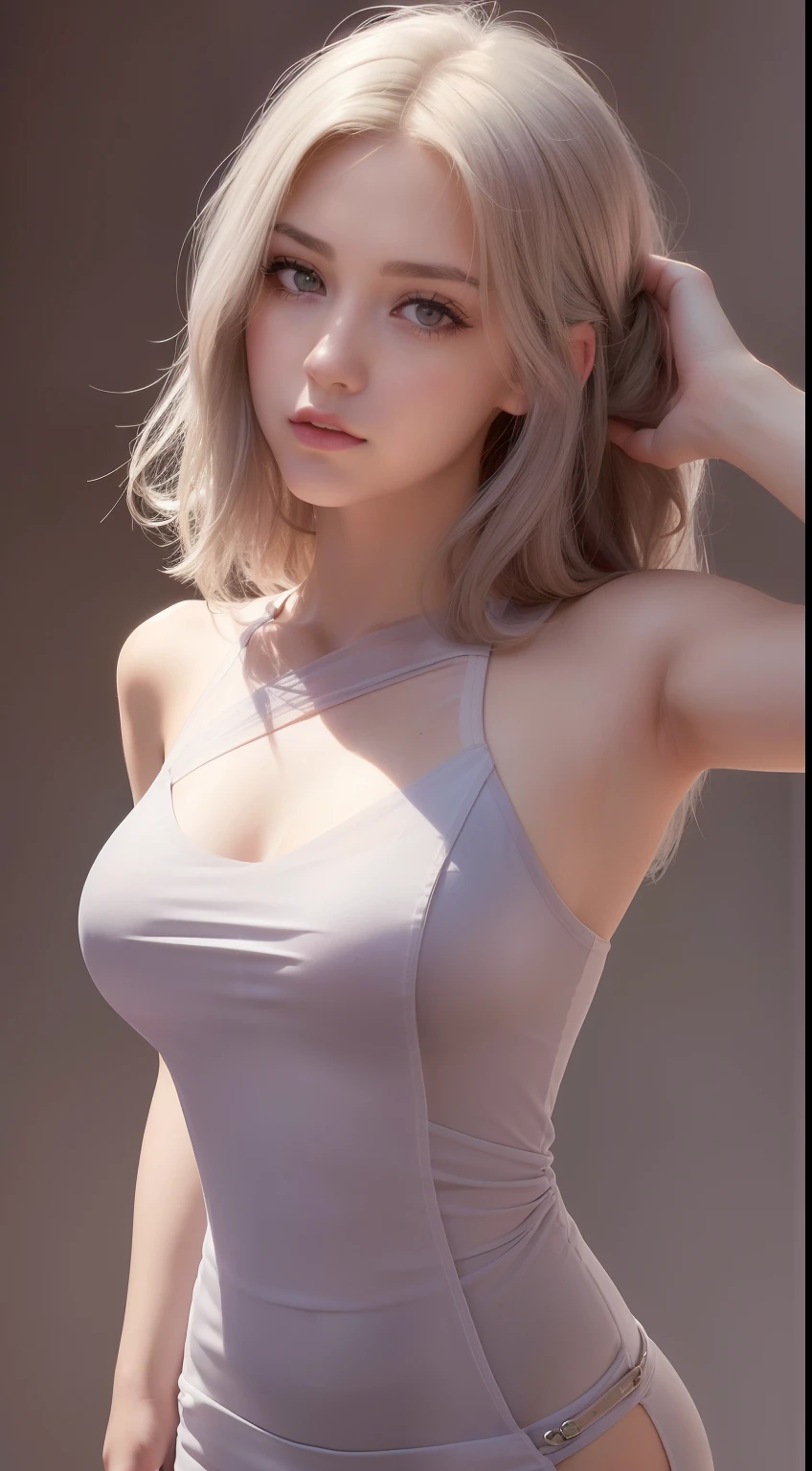 8K quality、High resolution、Realistic skin texture、High resolutionの瞳、woman、One-shoulder knit、Princess Hair、thin、リアルなwoman性器、Small breasts、Realistic tongue、Gray Hair、thin脚、Wet body、Reader model、Slender model figure、Bold Pose、