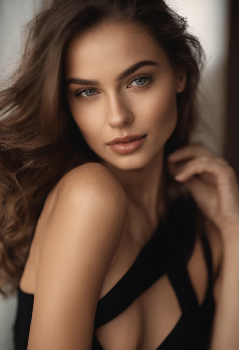 Femme russe dans un haut de soutien-gorge noir posant pour une photo, 30 ans, sexy face, jaw dropping beauty, Portrait Sophie Mudd, 21 ans, she is wearing a black tank top, jaw dropping beauty, 2 2 ans, gaz sexy, 1 6 ans, Looking hot, sexy look at the camera, clivage
