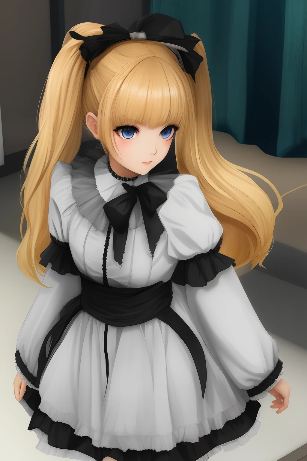Blonde anime white eyes Lolita dress
Twin tails