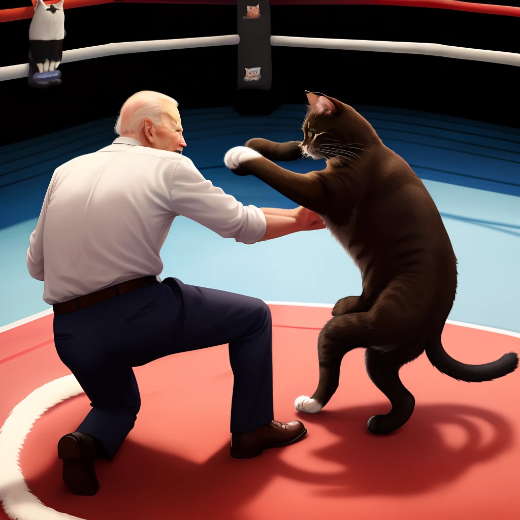 Joe biden fighting a cat