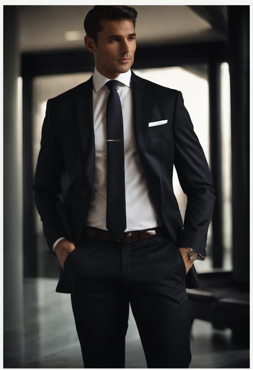 arafed man in a suit adjusting his tie in the dark, wearing a suit and a tie, wearing suit and tie, subject detail: wearing a suit, wearing a suit and tie, wearing business suit, wearing a business suit, wearing suit, wearing robes and neckties, suit and tie, wearing a suit, wearing a strict business suit, wearing black business suit