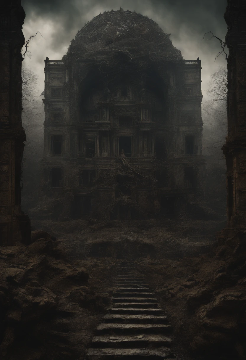 Landscape by Jean-Joseph Benjamin-Constant and Hieronim Bosch: surrealistic huge gorgon baroque with steampunk flyings in the sky , sinister by Greg Rutkowski symmetrical ugly decayed woman Epic cinematic brilliant stunning intricate meticulously detailed dramatic atmospheric maximalist digital horror Gustave Doré Greg Rutkowski dramatic colors, perfect composition, beautiful detailed intricate insanely detailed octane render trending on artstation, 8 k artistic