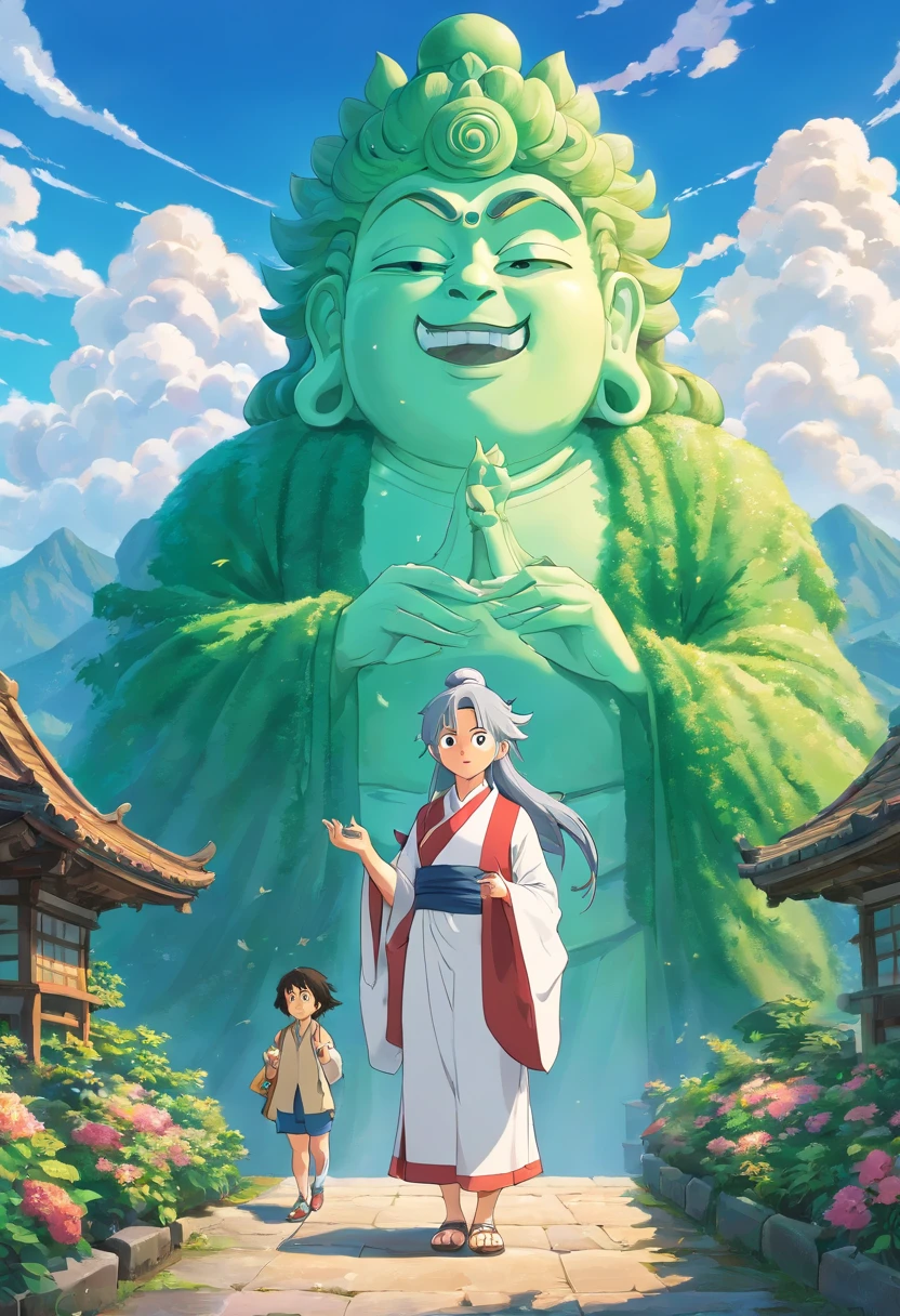 ((masutepiece)),(best quality)),estilo da porcelana,in sky, The clouds form a huge transparent white statue of Jade Maitreya Buddha,nuvens espessas,e o sol brilhava intensamente,Peregrinos na Estrada,hyper-realistic,Ultra foto realsisim,Rosa,8k,High definition,alta qulidade,Obras de mestres,super-fino,(((Renderizador OC)))