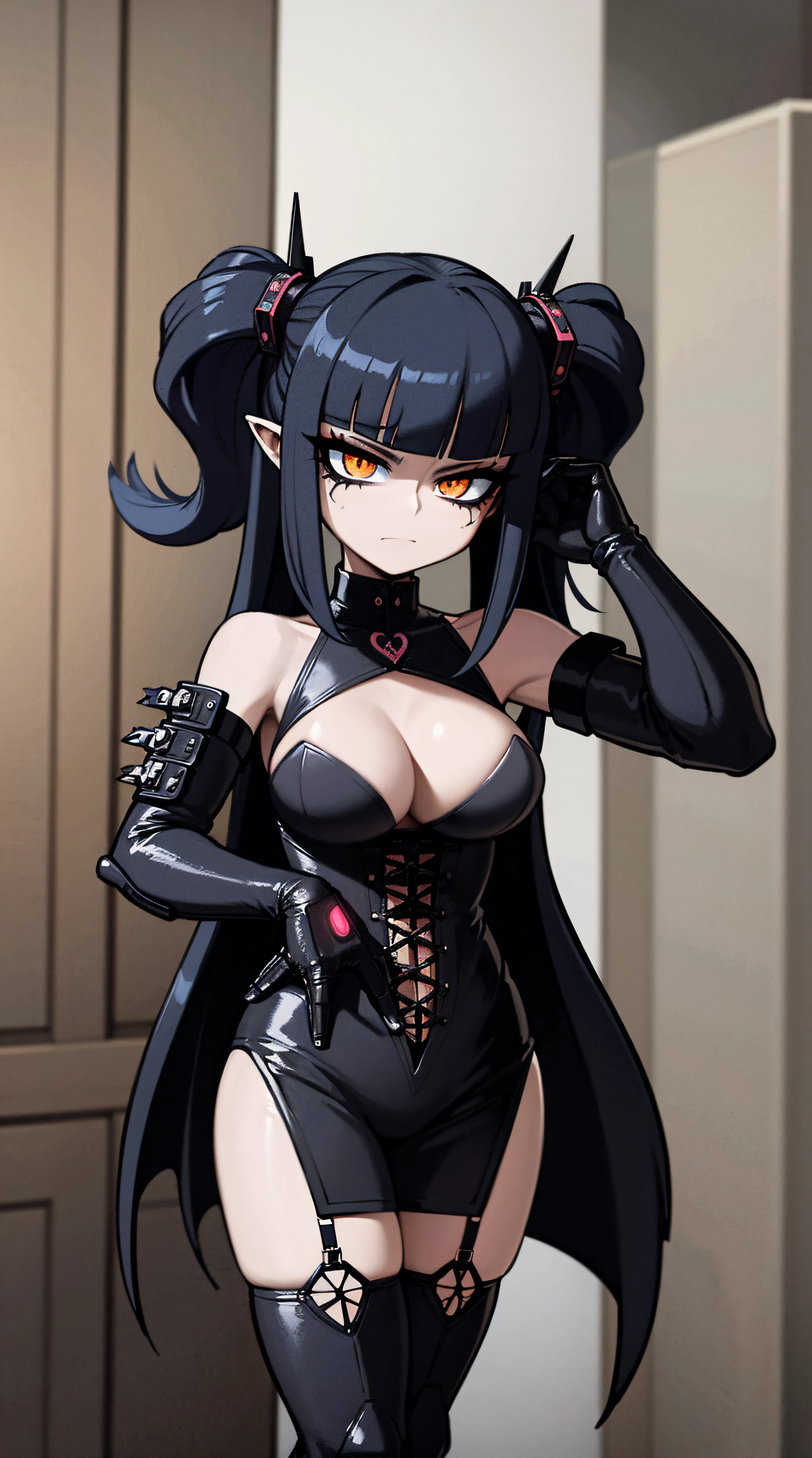 a close up of a person with a weird face and nails, gothic maiden anime girl, gothic - cyberpunk, cyberpunk horror style, gothic art style, detailed digital anime art, gothic art, demon anime girl, gothic girl face, anime style 4 k, dark art style, anime cyberpunk art, gothic aesthetic, 1 7 - year - old anime goth girl, gothic horror vibes