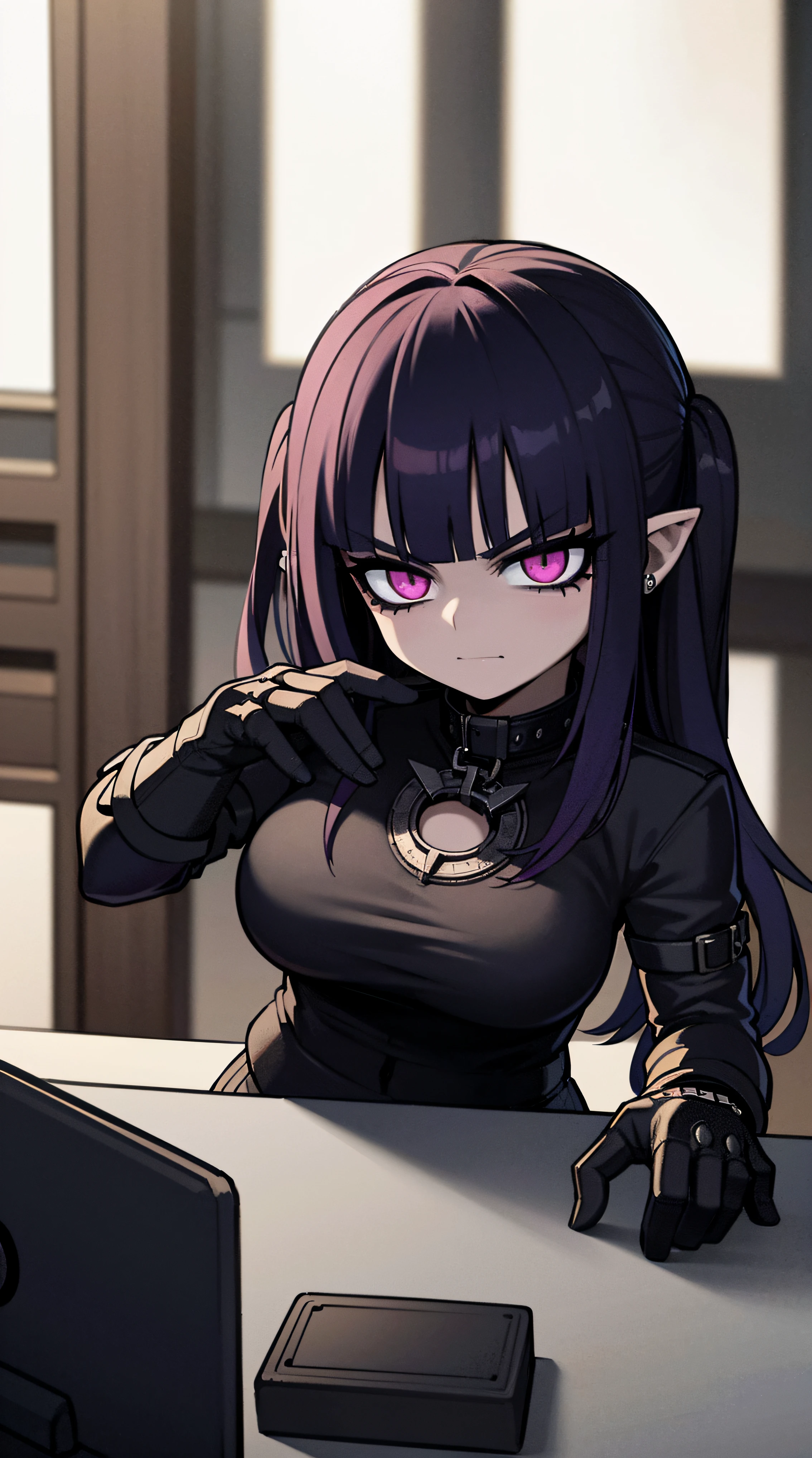 a close up of a person with a weird face and nails, gothic maiden anime girl, gothic - cyberpunk, cyberpunk horror style, gothic art style, detailed digital anime art, gothic art, demon anime girl, gothic girl face, anime style 4 k, dark art style, anime cyberpunk art, gothic aesthetic, 1 7 - - old me goth girl, gothic horror vibes