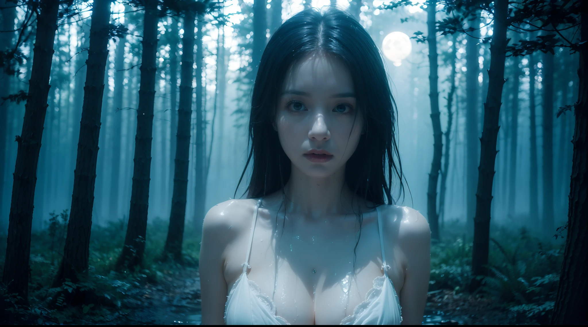 (A detailed, Realistic) skull, (Glowing) Will S....., (magical, mistic) atmosphere, (haunting, eerie) scene, (Dark, Moody) colours, (sinister, Creepy) lighting, (Ethereal, Ghostly) Appearance, (elaborate, Intricate) Skull details, (Attractive cleavage, big breasts enchanting) Glow, (mysterious, Otherworldly) energy, (Enchanted, mistic) forest, (Ominous, haunting) Shadows, (Spooky, Supernatural) element in, (subtle, eerie) Heavy fog, (twisted, Rough) Green trees, (mistic, magical) sigature, (Ethereal, haunting) Moonlight, (mysterious, haunting) Aura, (unnerving, Chilling) atmosphere, (Detailed, Intricate) Bone structure, (terroral, Gothic) Touch, (mysterious, Enchanting) Mist, (haunting, big breasts enchanting) Eyes, (mistic, Shrouded) covert, (Dark, haunting) Elegance, (Translucent, Ghostly) light yarn, (sinister, eerie) Presence, (haunting, Ethereal) Whispers, (hauntingly beautiful, Wet body,Erotic elements,Attractive cleavage) scene. Hand NSFW