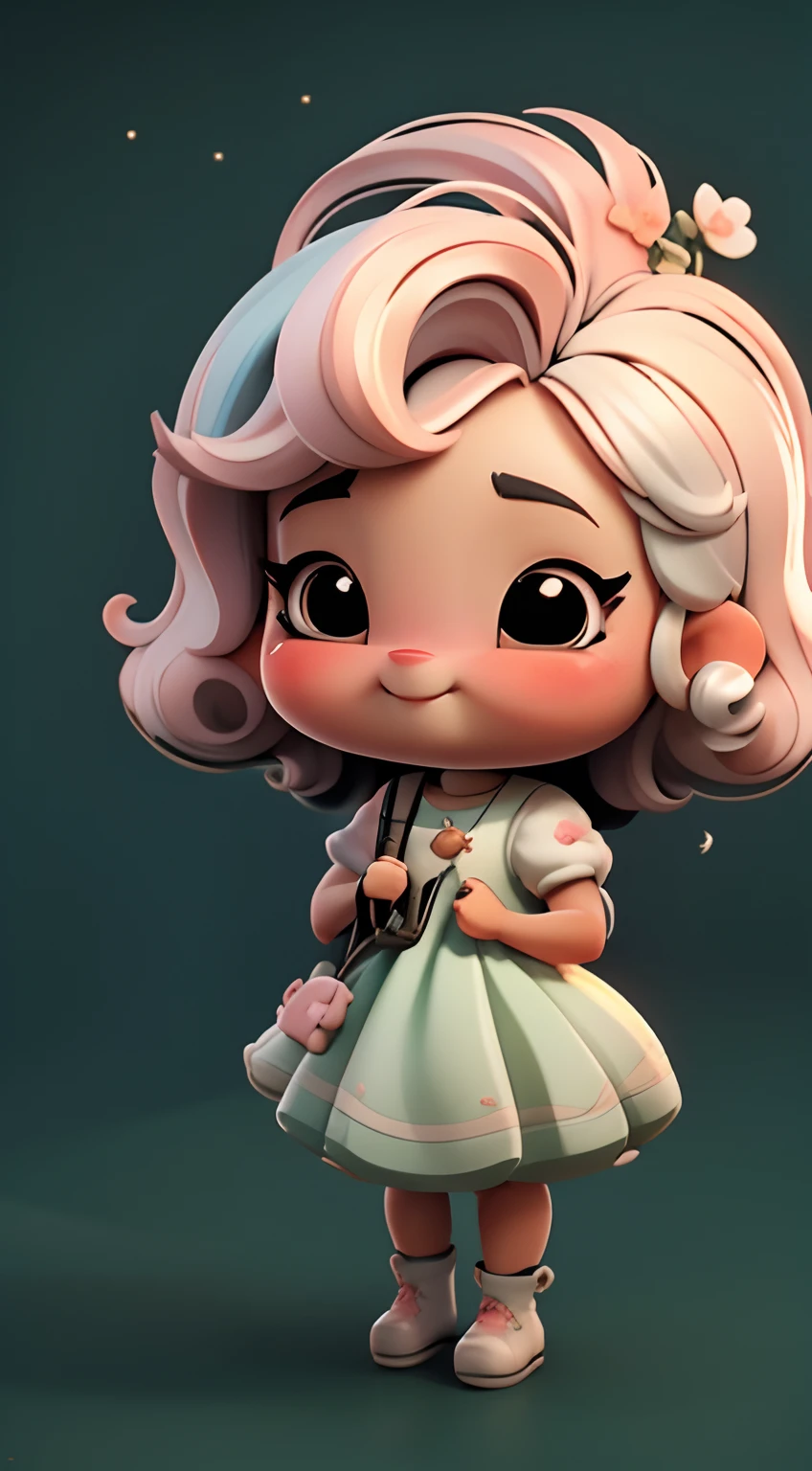 , (master part:1.3), ((Melhor_qualidade)), (absurdos), (((Anime chibi mini fofo bonito 3D renderiSado))), retrato, simples_Background Story, melancia_Background Story, Anime chibi mini fofo bonito 3D renderizado, sentado em um prato, cabelo rosa longo com boop 、Use um longo vestido rendado com babados pretos , sorridente, So it's cheap Fada do primavera
