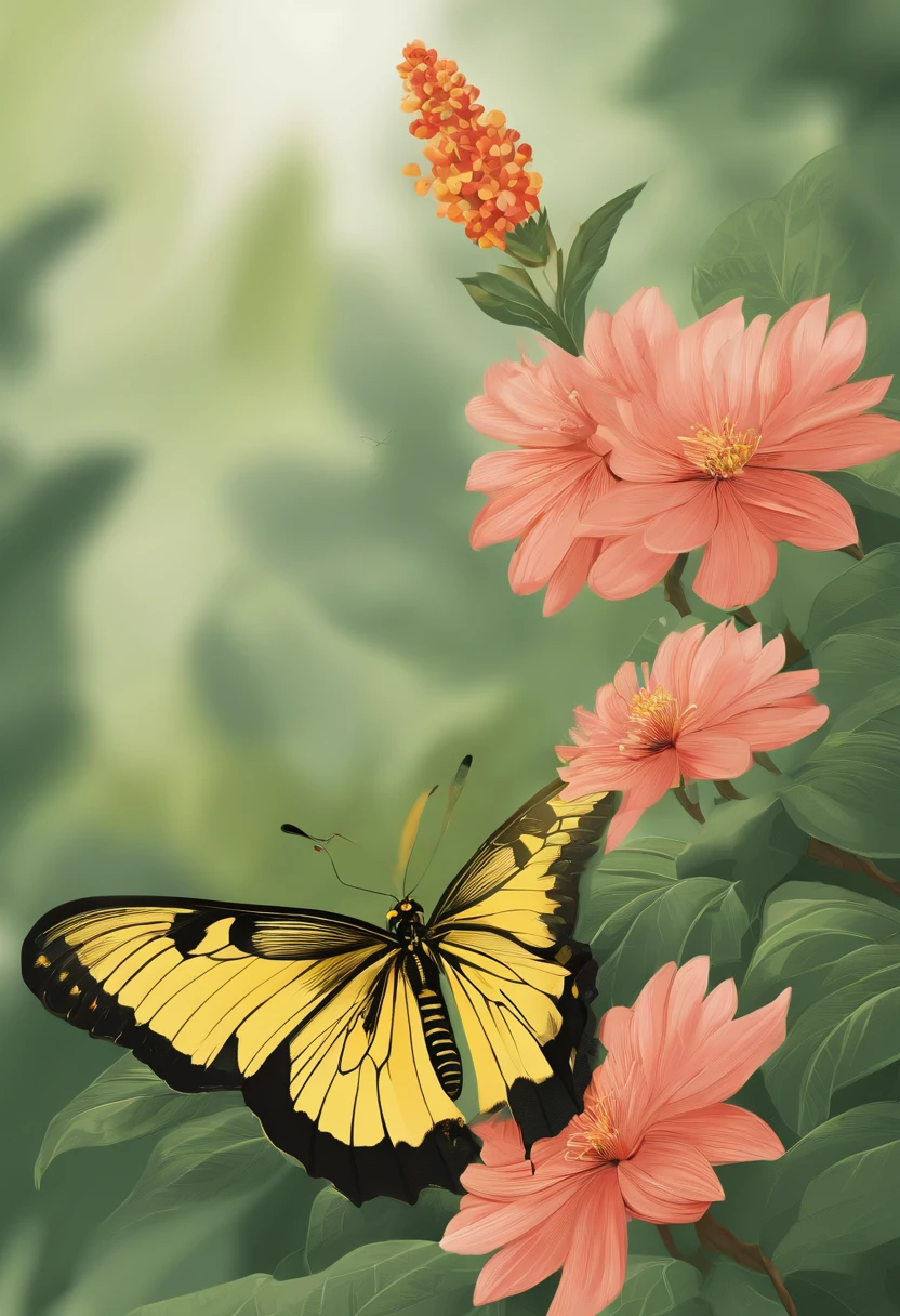 there is a Golden birdwing butterfly that is sitting on a ledge, cel shaded vector art, an illustration of Golden birdwing butterfly, illustration, an illustration of a Golden birdwing butterfly, illustration sharp detail, Golden birdwing butterfly, sharp foccus ilustration, sharp less detail illustration, vector illustration, rendered illustration, illustration detailed, full color illustration, less detailed illustration, Golden birdwing butterfly, made with illustrator, Golden birdwing butterfly