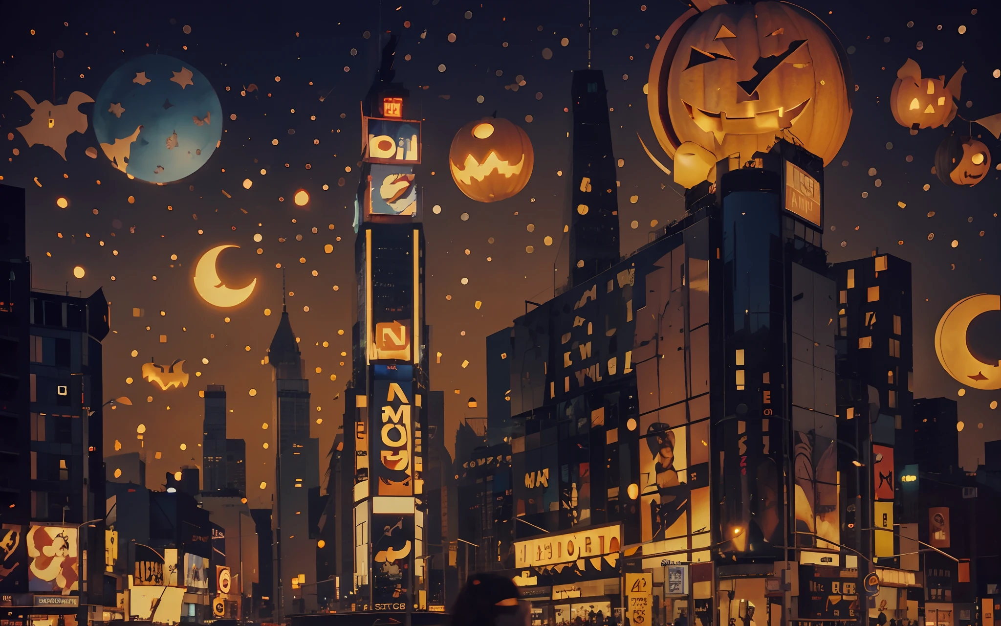 The square of TIME SQUARE on Halloween night