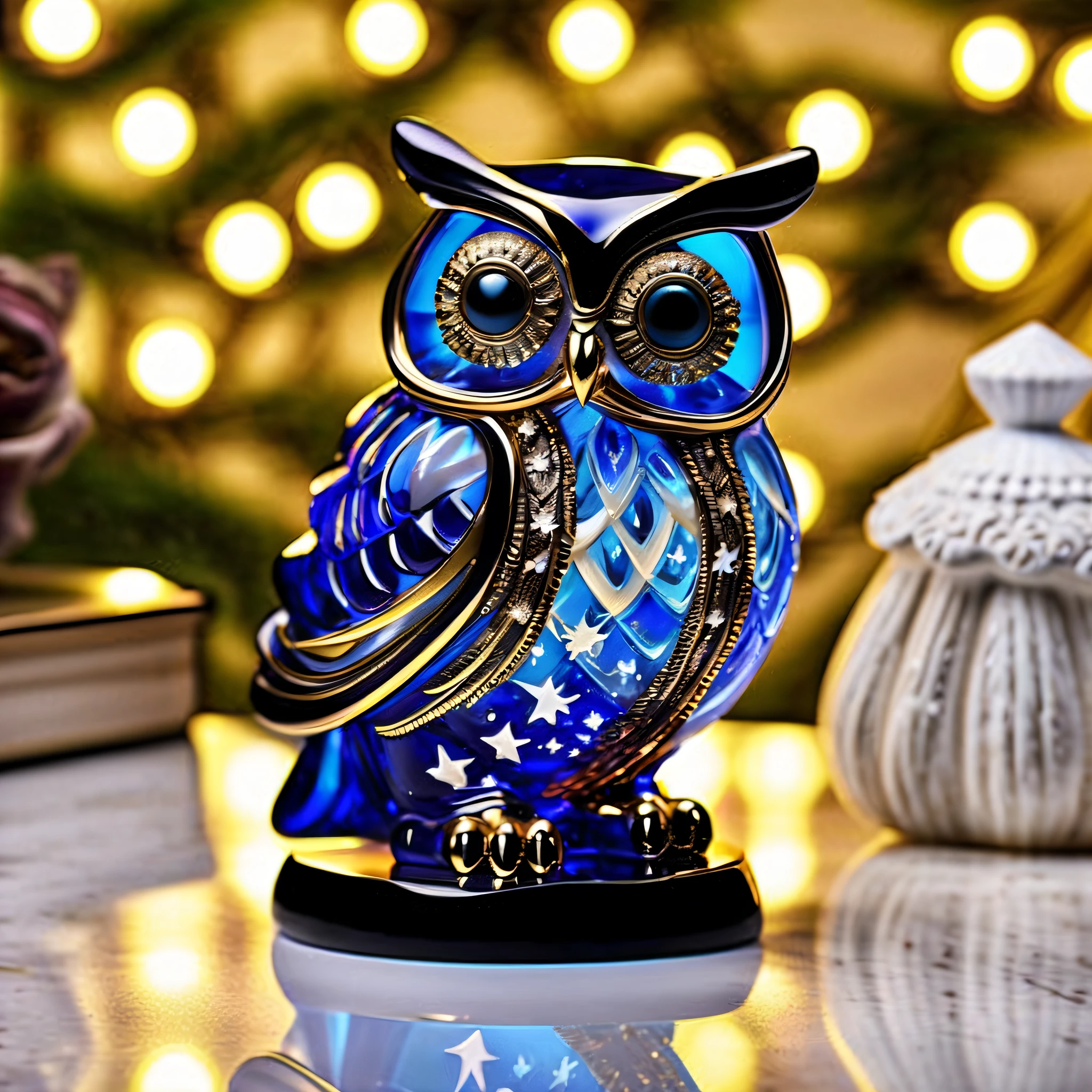 (((lined up stunning glass figurine of charming owl:1.3))), luxurious, mesmerizing back-glow that evokes the feeling of a starry night background, (intricate details:1.3), (intricate insane details:1.3), superior quality, top-quality, highest quality, true masterpiece, illuminated, essence of a starry night, (ultimate picture quality:1.2),
